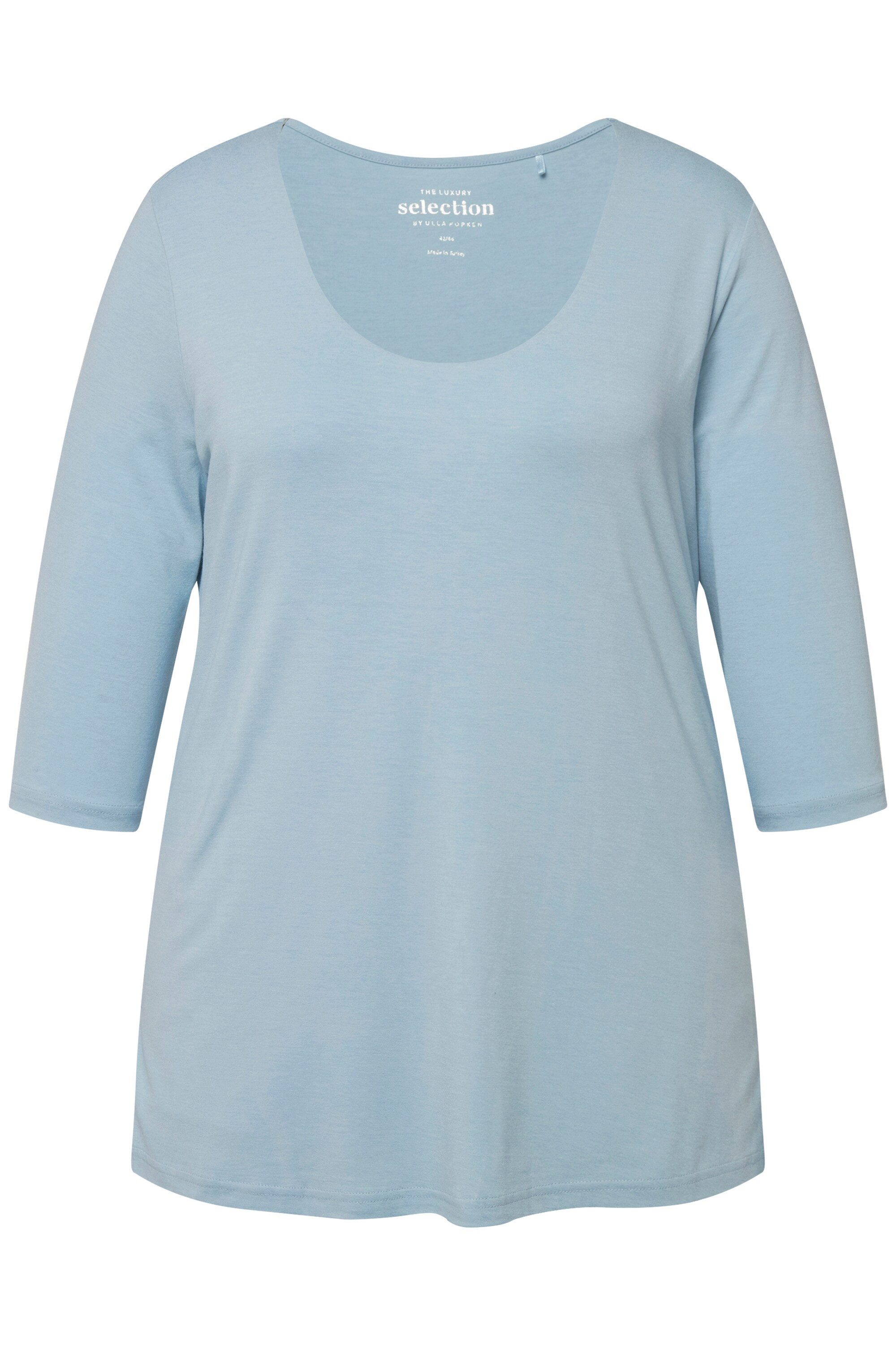 Ulla Popken T-Shirt Shirt tiefer Rundhalsausschnitt günstig online kaufen