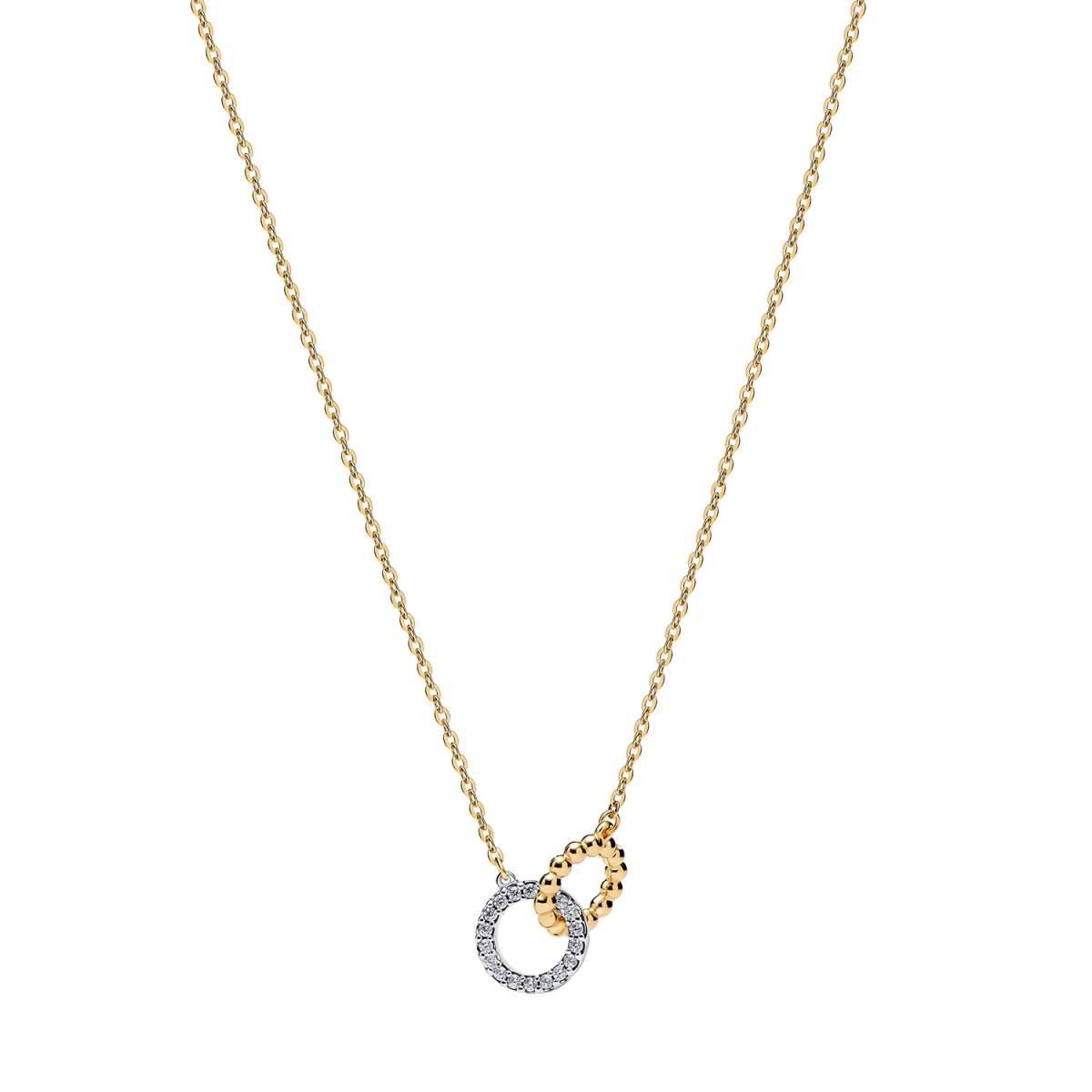 Pandora Kette mit Anhänger 364825C01-45, Damencollier Verschlungene Kreise Kugeln & Pavé