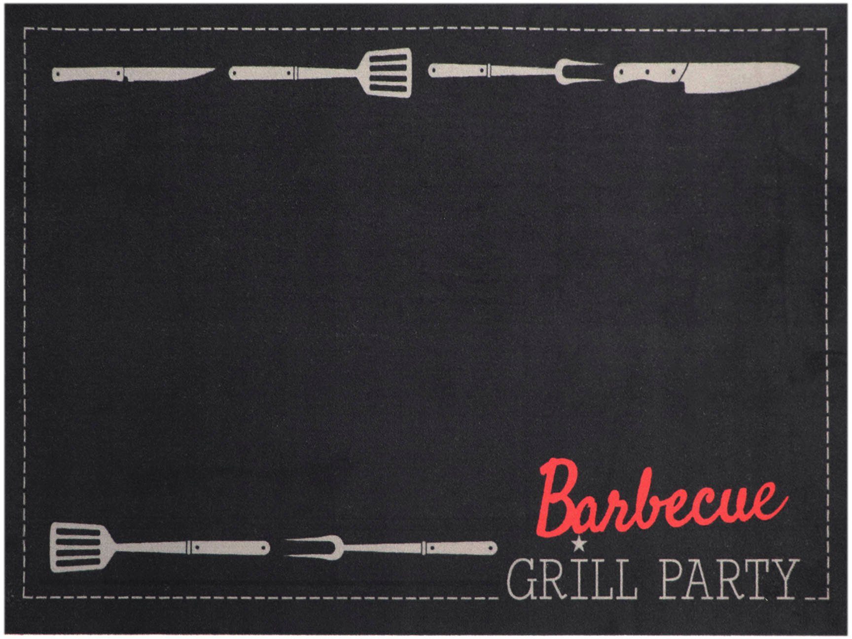 rechteckig, BBQ GRILL Primaflor-Ideen ideal waschbar Fußmatte in Textil, als PARTY, Höhe: Grillunterlage mm, ruschhemmend, 5 Bodenschutz, Grillmatte