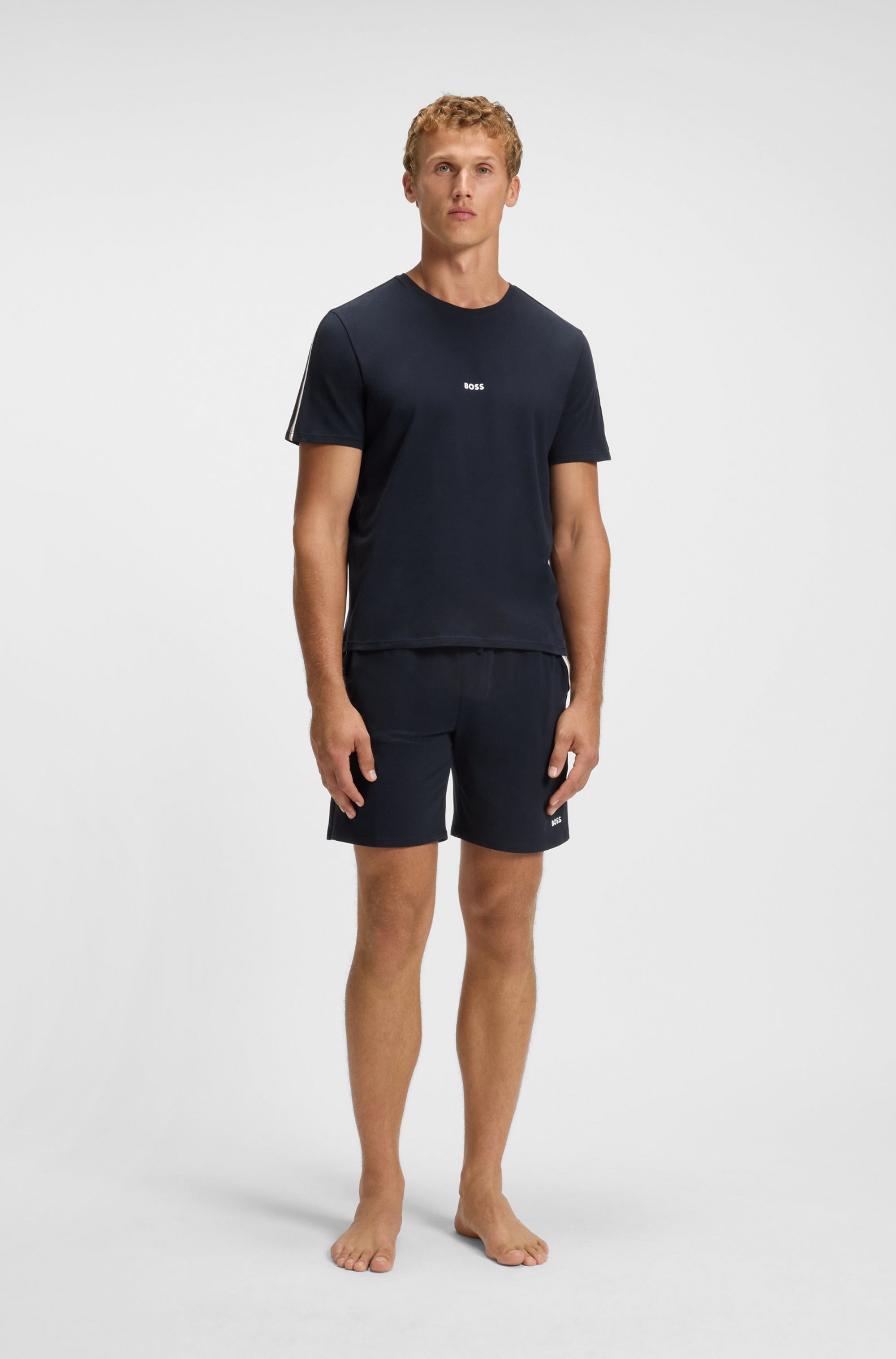 BOSS T-Shirt Unique aus elastischer Baumwolle mit Tape-Details, regular fit