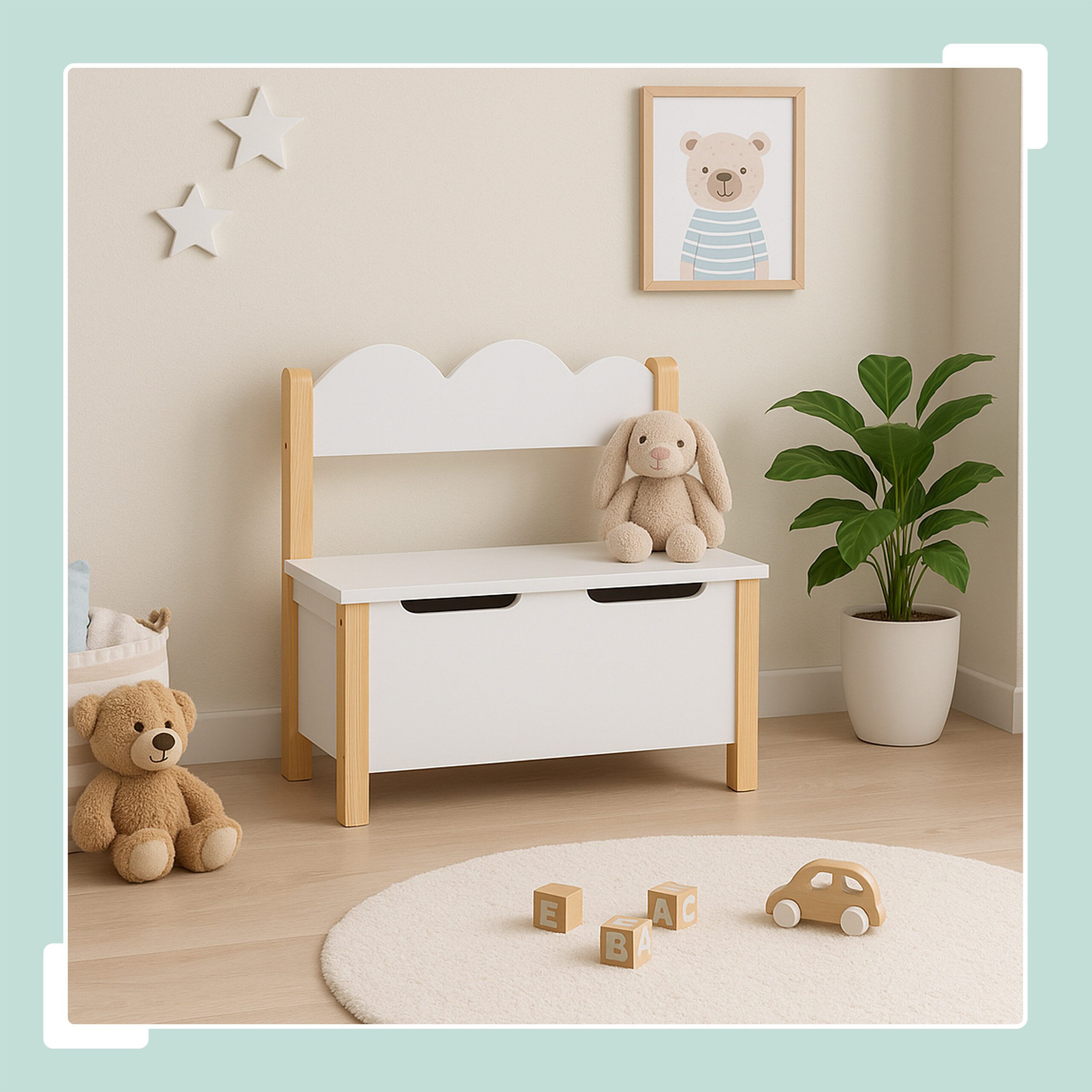 relaxdays Sitzbank Kinderbank mit Stauraum