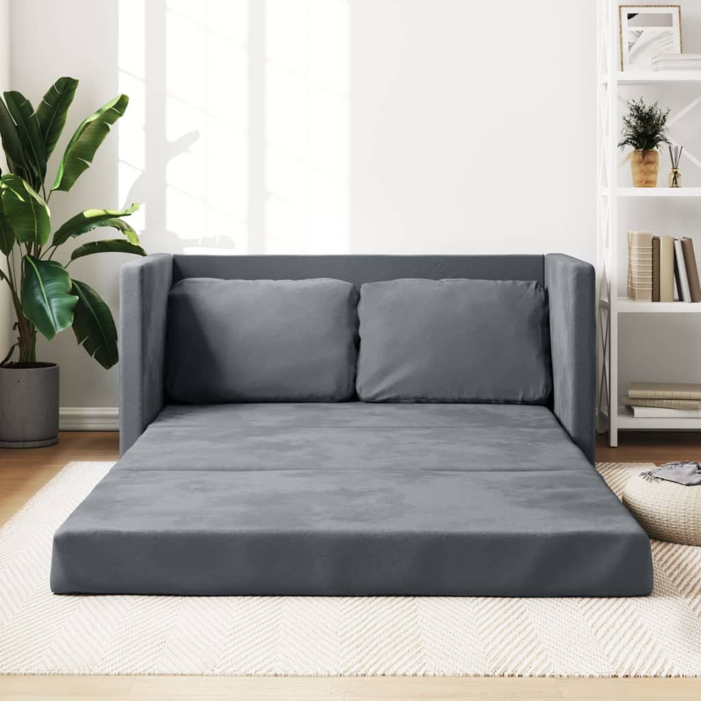 vidaXL Sofa Bodensofa mit Schlaffunktion Dunkelgrau 122x204x55 cm Samt günstig online kaufen