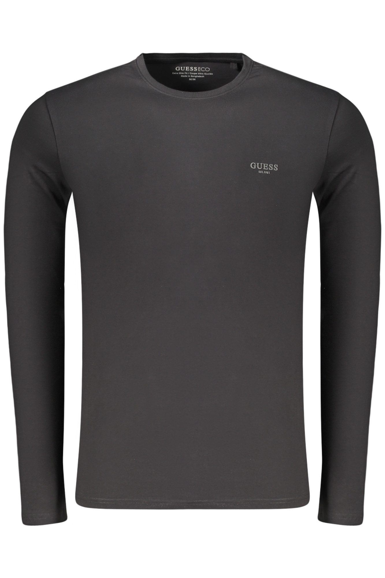 GUESS JEANS T-Shirt Langarmshirt Herren Schwarz - Extra Slim Fit aus