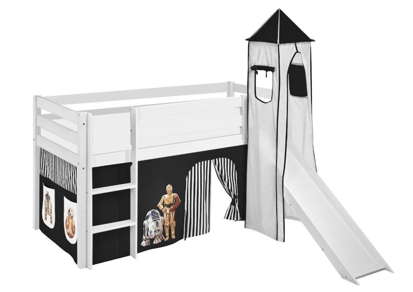 Lilokids Hochbett Spielbett JELLE Star Wars - Hochbett - mit Turm, Rutsche und Vorhang