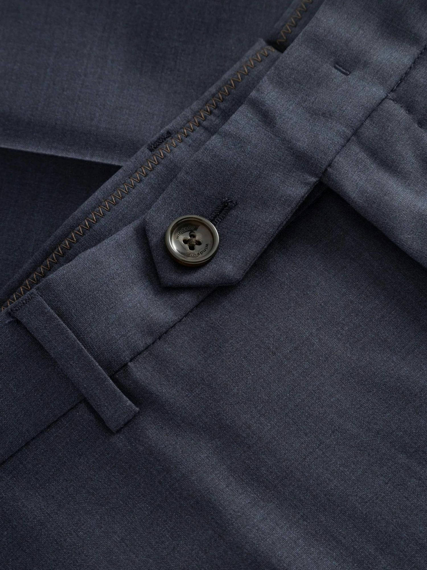 Windsor Stoffhose blau, Business, Wolle, Unifarben, Slim Fit