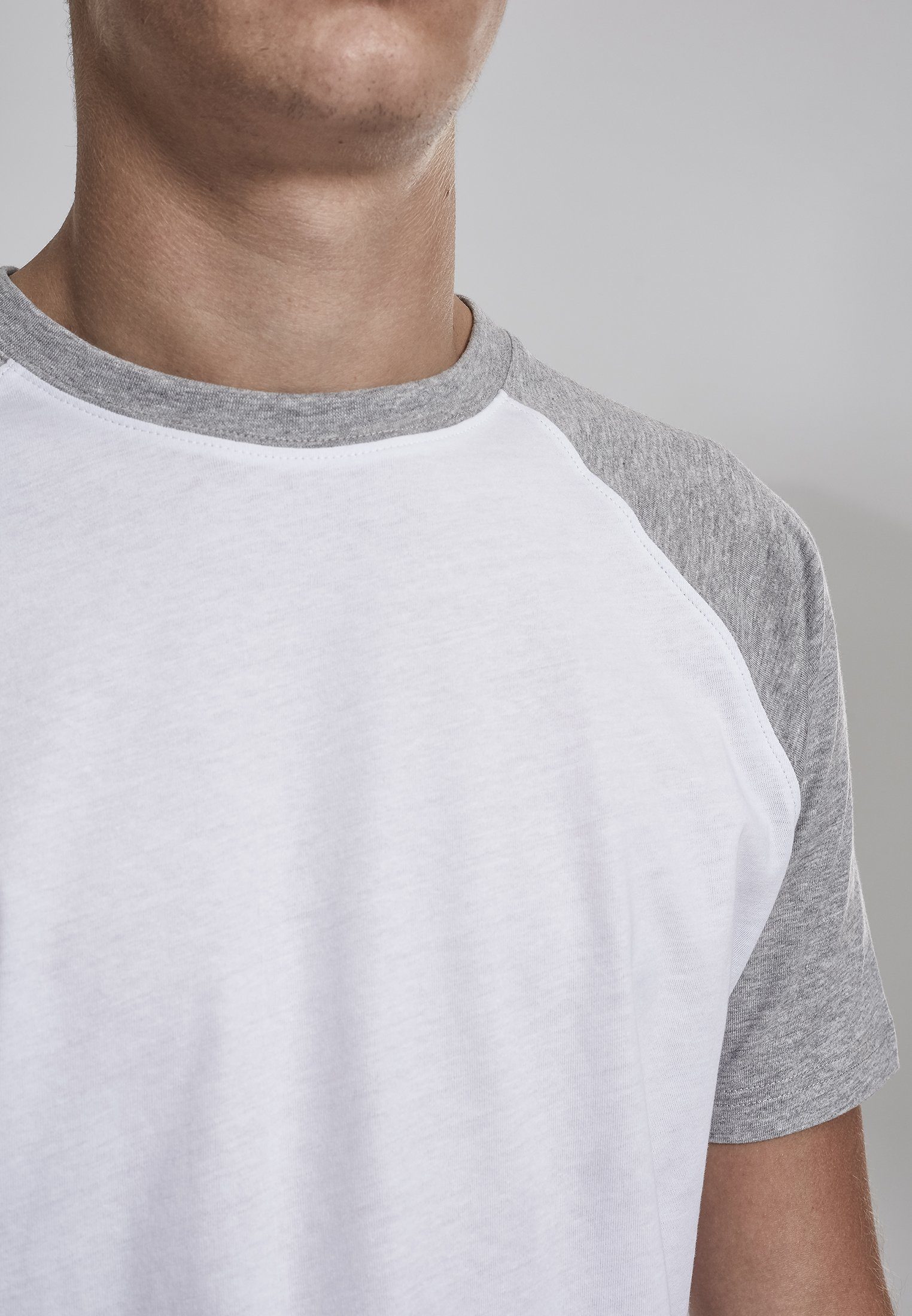 URBAN Contrast Raglan Herren T-Shirt Tee white/grey (1-tlg) CLASSICS