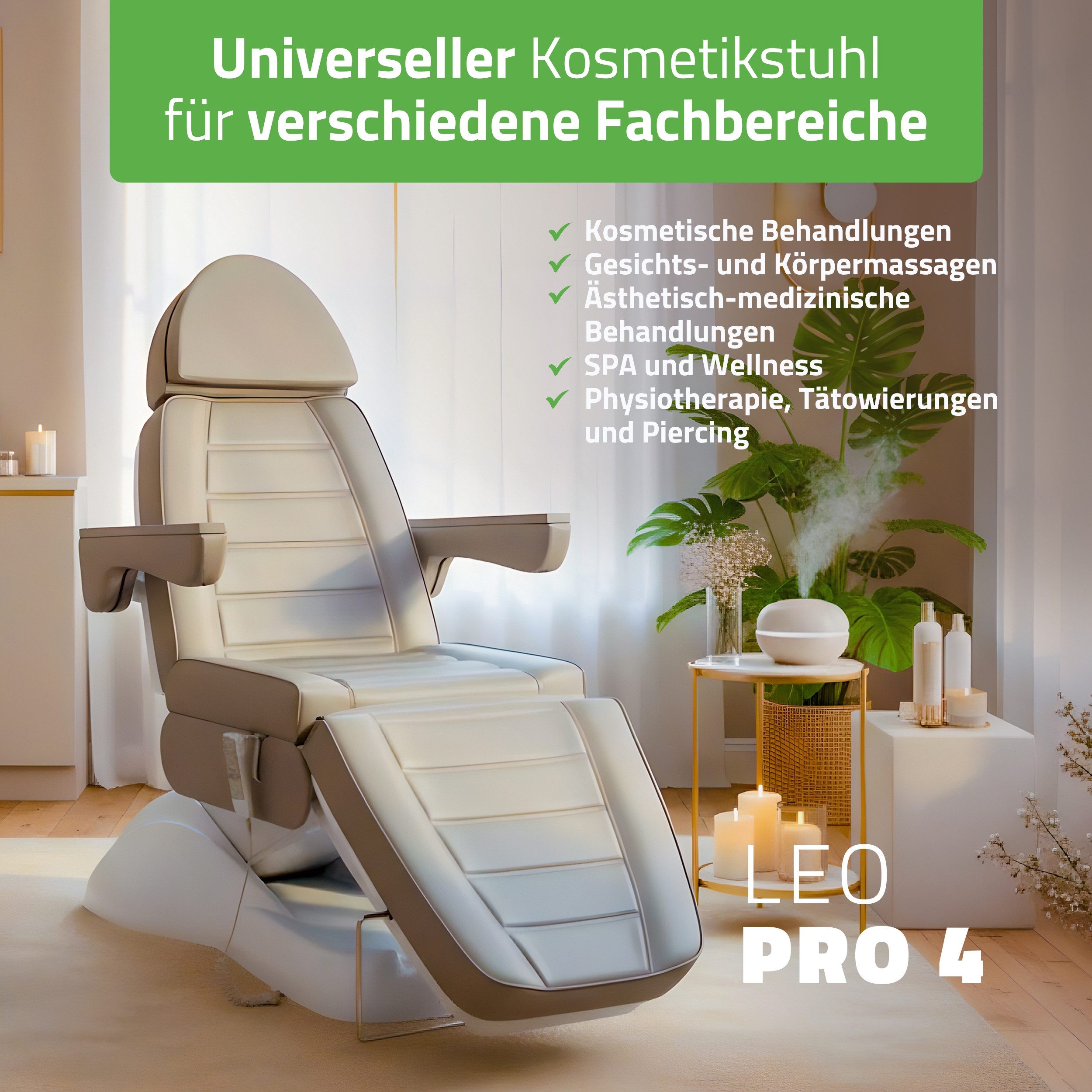 Habys Massageliege Leo PRO 4 Kosmetikliege Kosmetikstuhl Elektrisch