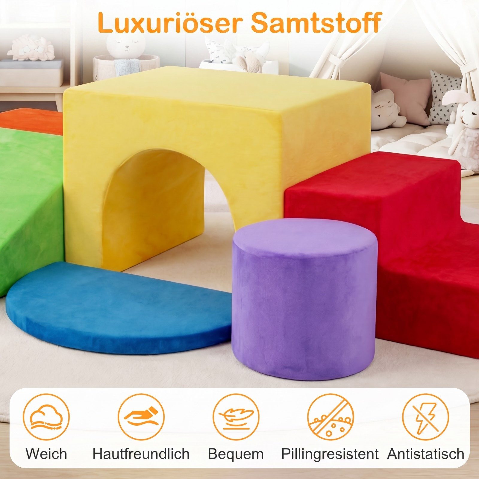 COSTWAY Spielbausteine, (6 St), 6 tlg. Schaumstoff Bausteine, Softbausteine zum Klettern