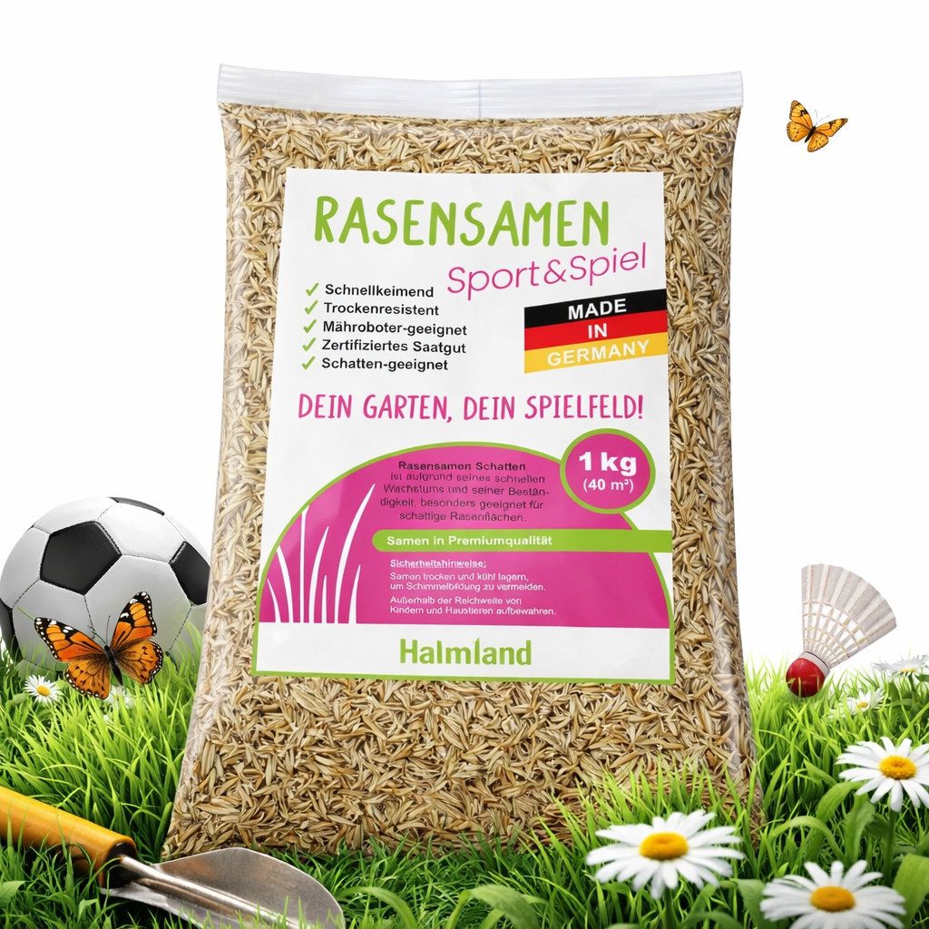 halmland Rasensamen halmland Premium Rasensamen Sport & Spiel 1kg für 40m² schnellkeimend