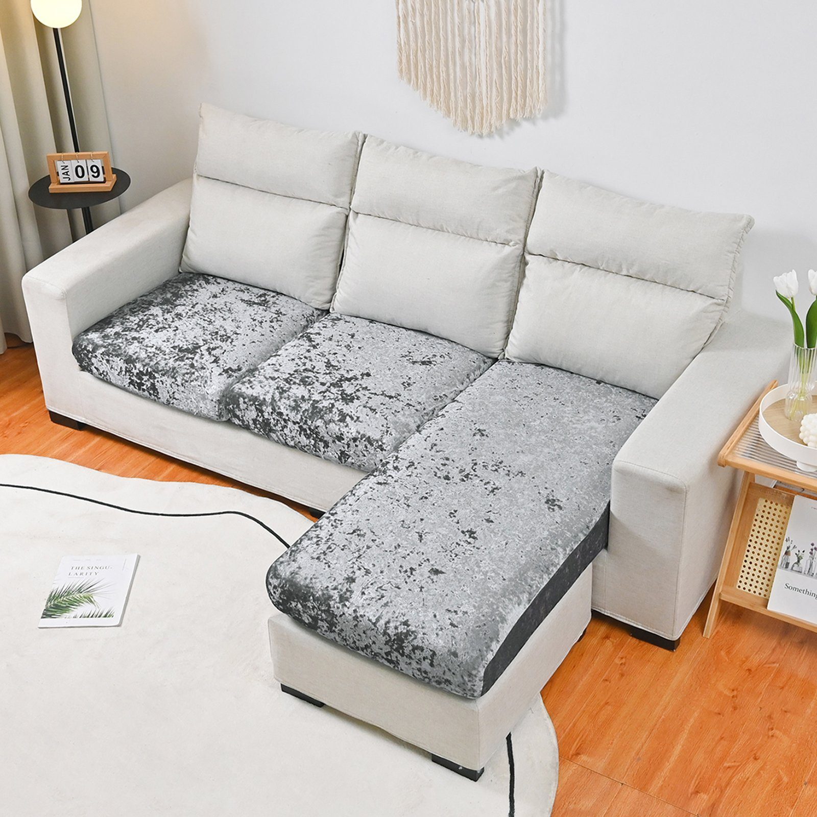 BTTO Sofahusse Samt Sofabezug,Sofa Sitzkissenbezug,Stretch Couch überzug, M günstig online kaufen