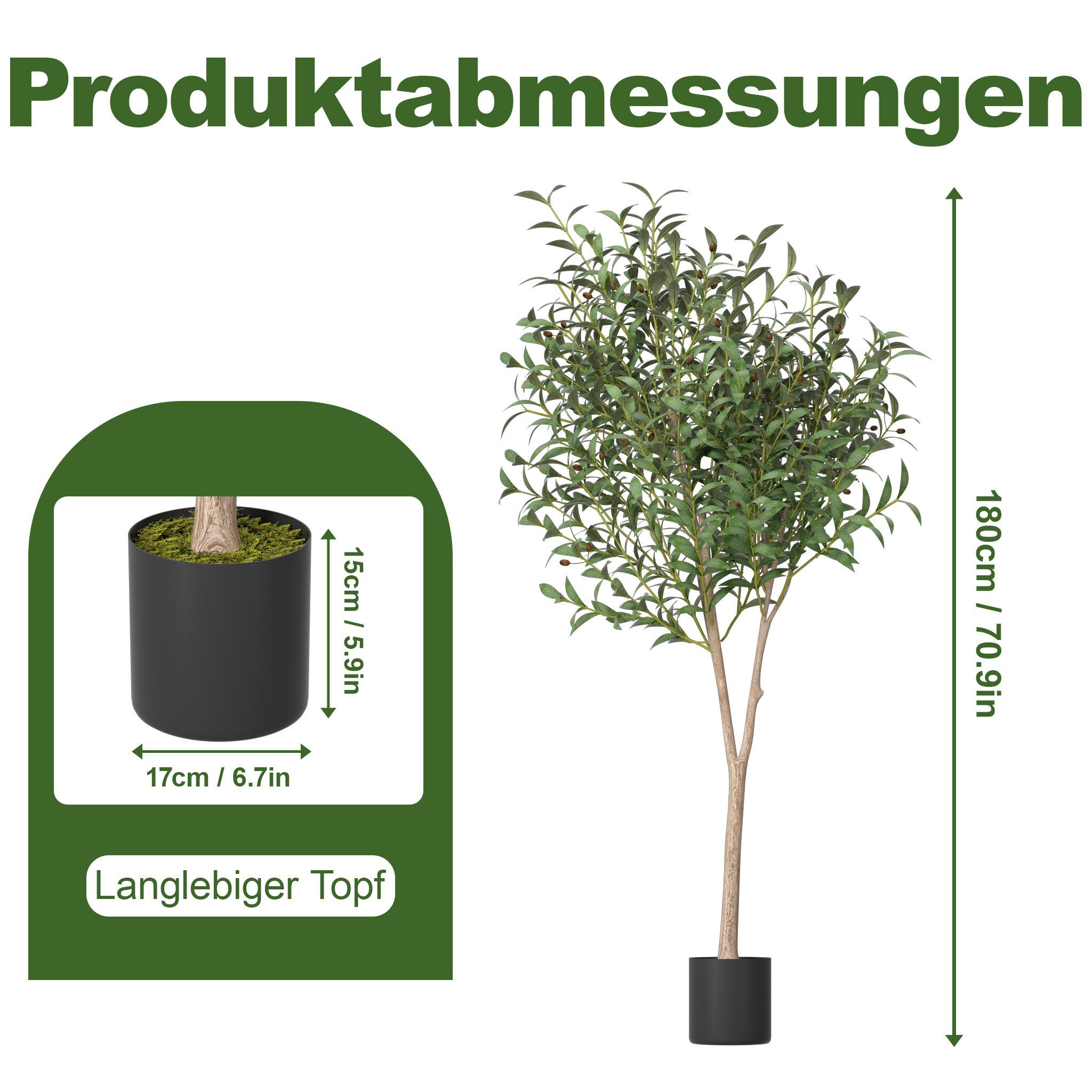 Kunstbaum Kunstpflanze Kunstpflanze Ficusbaum Olive Künstliche, FIVMEN, Höh günstig online kaufen