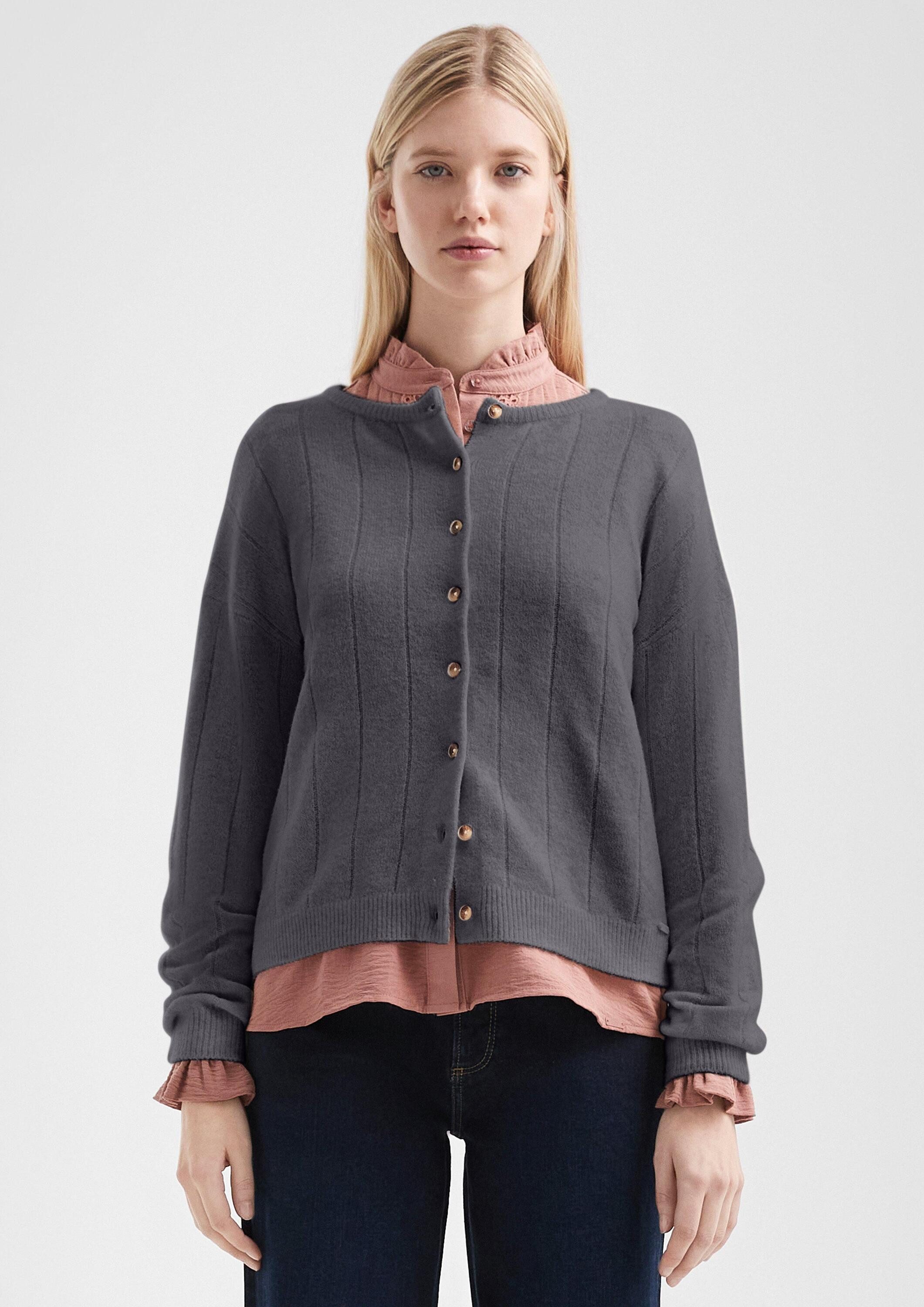 QS Cardigan Strickjacke Weicher Cardigan mit überschnittenen Schultern