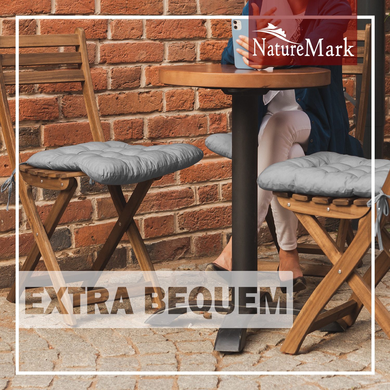 NatureMark Sitzkissen 4er-Set Stuhlkissen 40x40cm mit Bändern, Sitzpolster günstig online kaufen