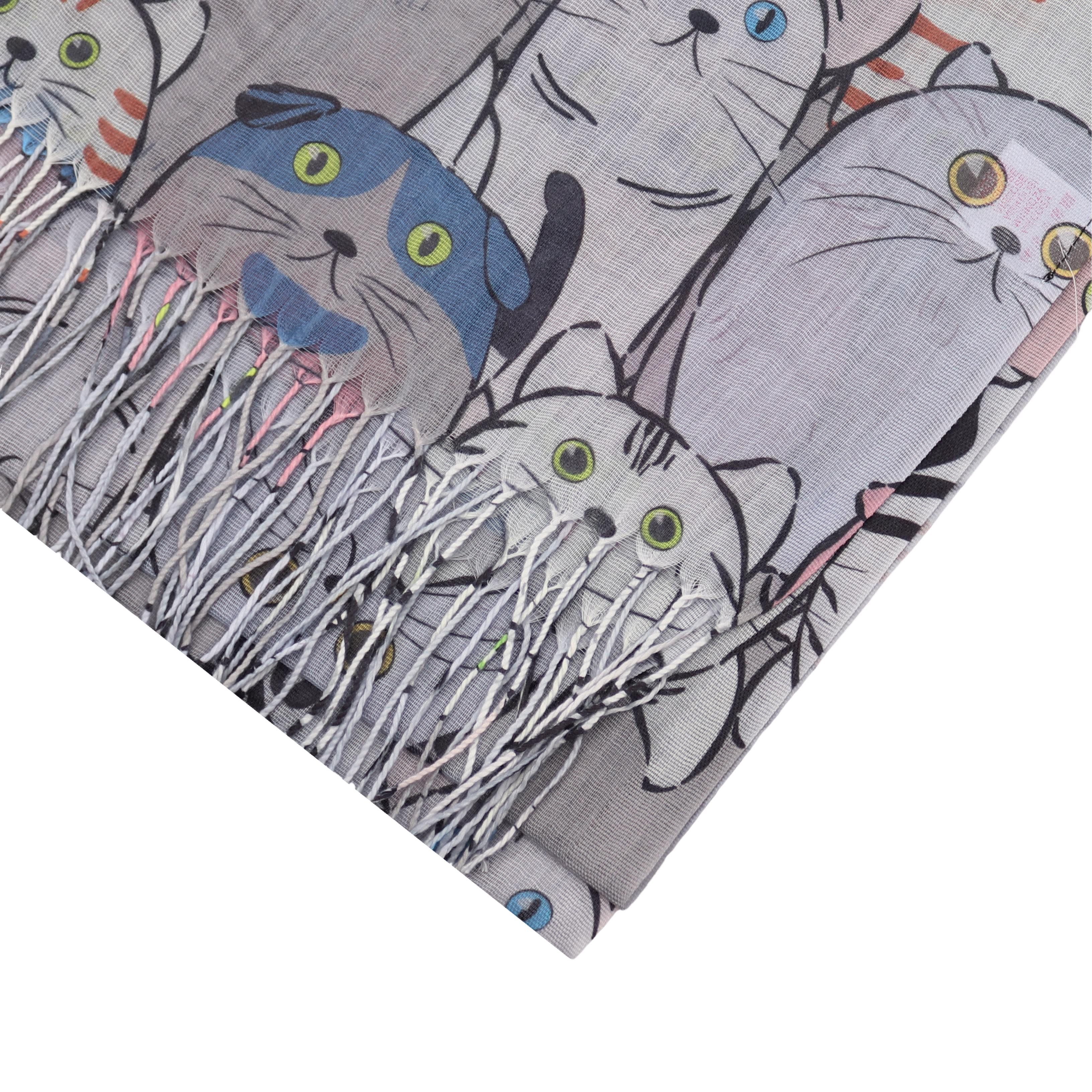MIRROSI Modeschal Weicher & Leicht Großes Schal, ca.70x185cm, Katzen Print, (70% Viskose 30% Baumwolle, Atemberaubende Designs), Damen Halstuch Stola ideal für  – Bild 4 von 4