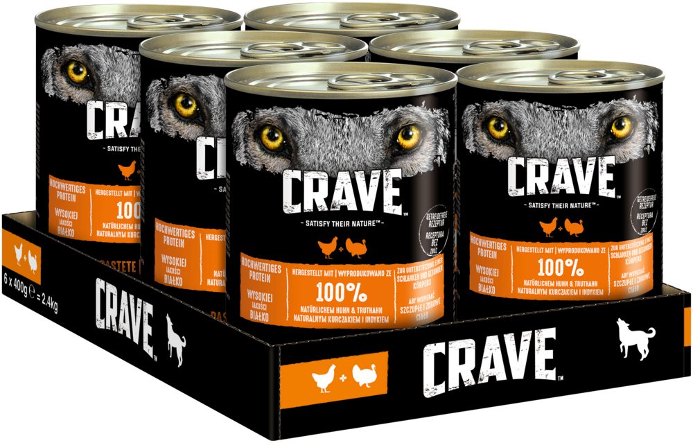 CRAVE CRAVE™ Hund Dose mit Huhn und Truthahn 6 x 400g, für: Hund