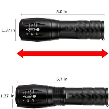 Gontence LED Taschenlampe 2pcs LED Taschenlampe,Zoombare Taschenlampe, Wasserdichte Handleuchte (1-St)