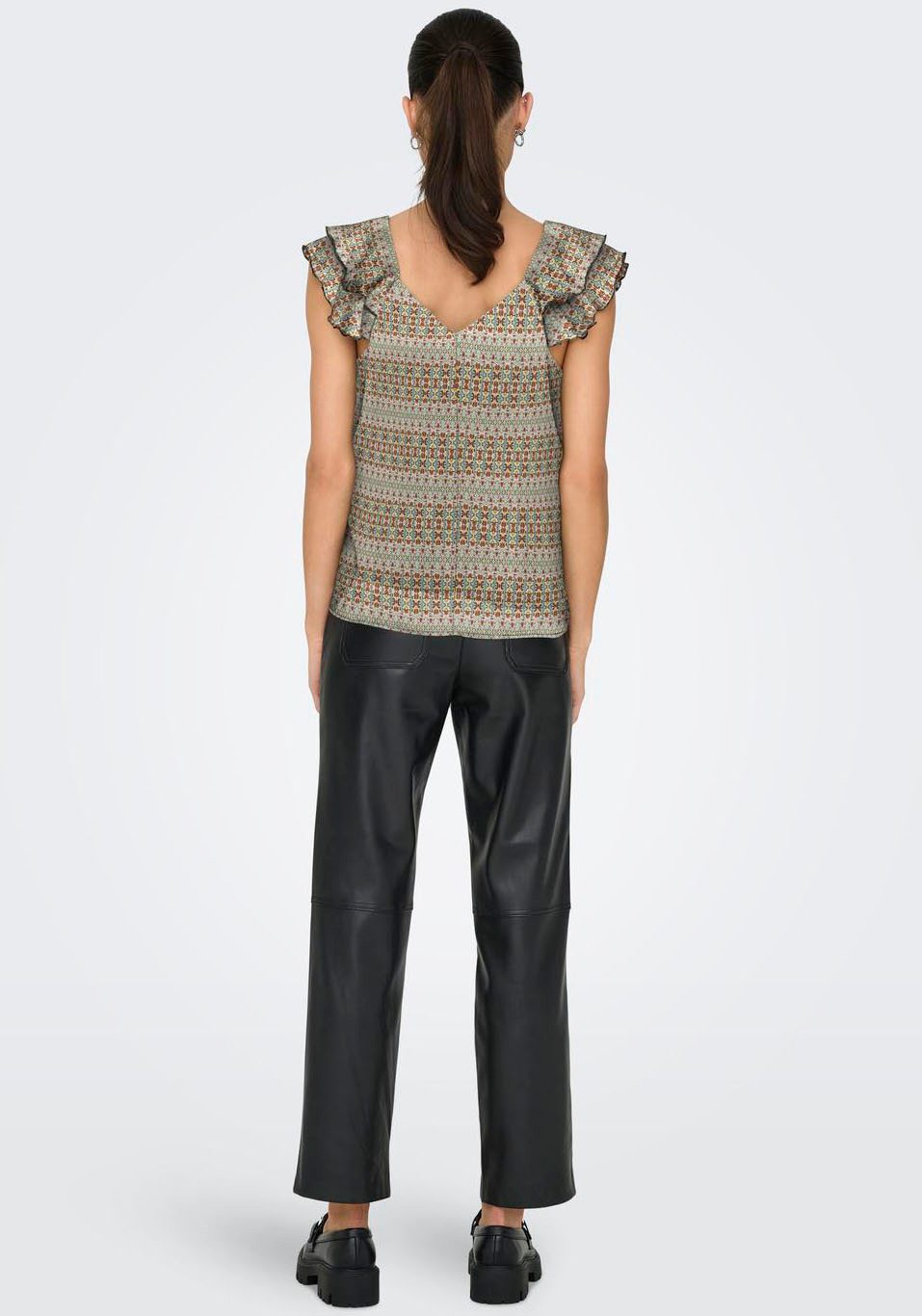 ONLY Blusenshirt ONLASTA LIFE CAPSLEEVE V-NECK TOP PTM