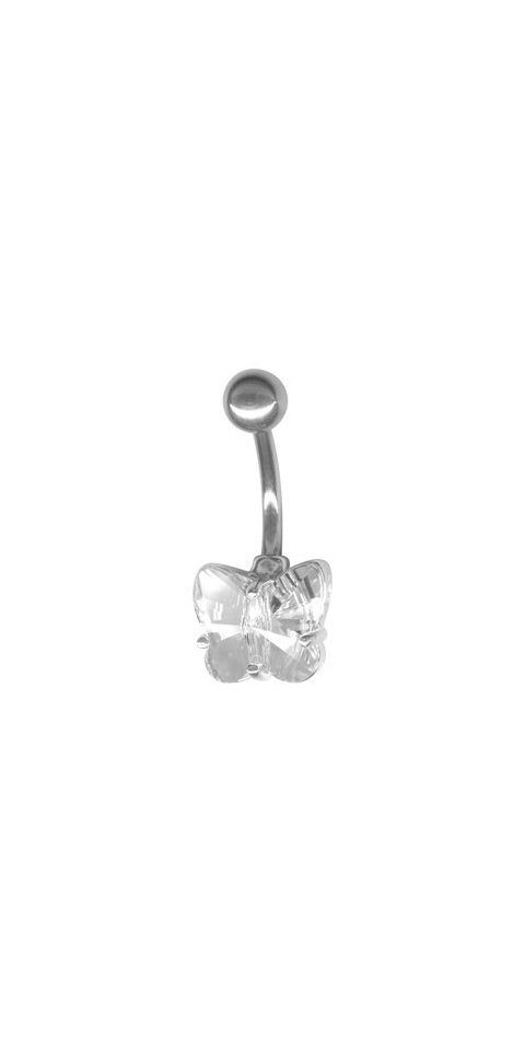 Karisma Bauchnabelpiercing Nabel Silber 925 Piercing Schmetterling Mit Kristall Elements SBF104