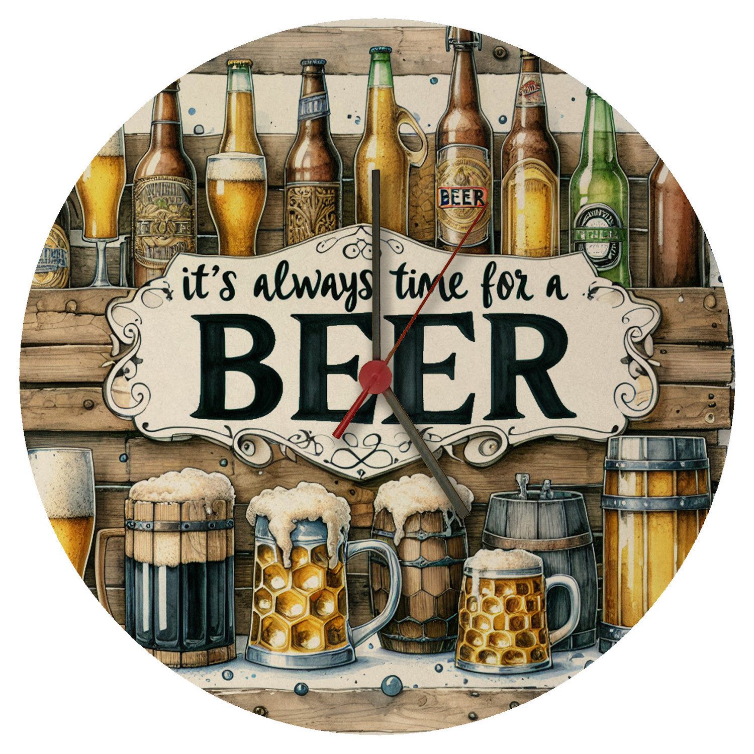 speecheese Wanduhr Bier Wanduhr aus MDF günstig online kaufen