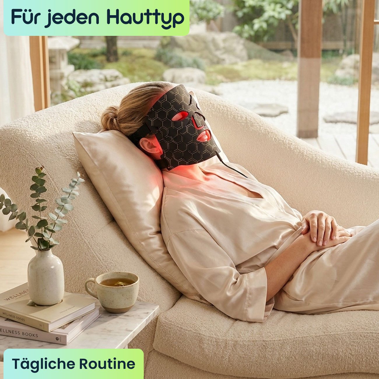 shop'n smile ideoon LED-Gesichtsmaske Effiziente Gesichtspflege & Beauty-Anwendung für zu Hause, 72 RGB- und 72 Infrarot-Lichter, Material: Silikon