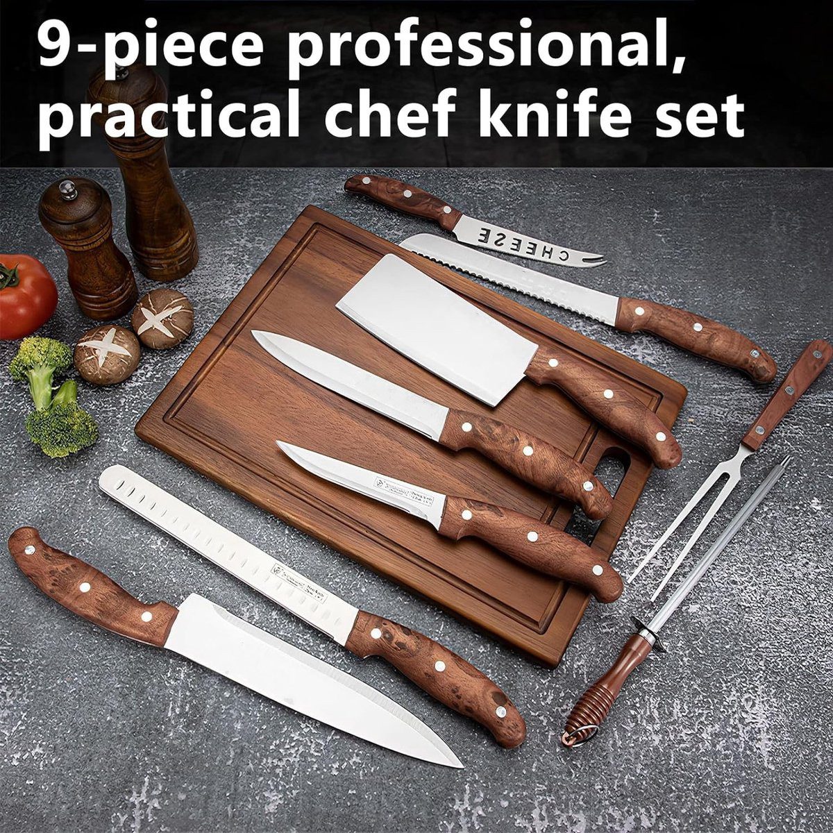 Royalty Line Messer-Set Royalty Line Messerset 9-teiliges Küchenmesserset mit, Edelstahl