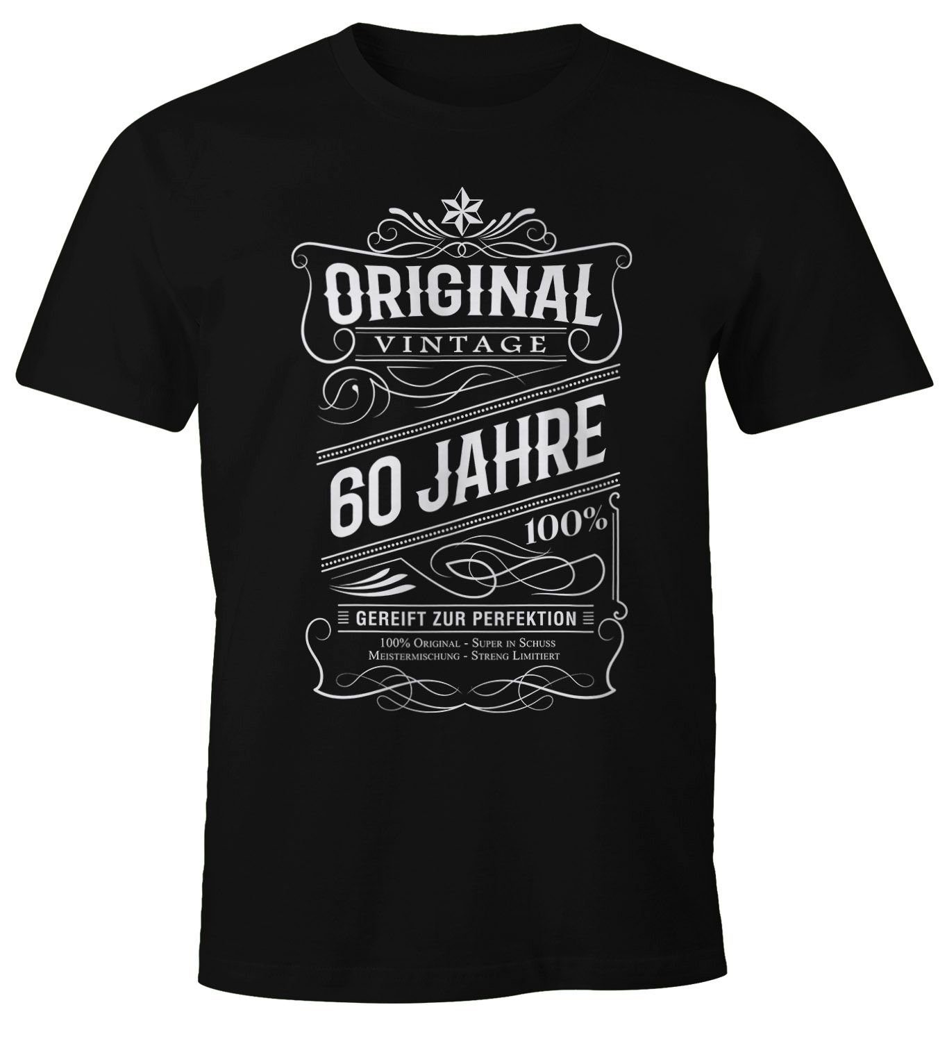 MoonWorks Print-Shirt Herren Geschenk T-Shirt Geburtstag Original Vintage 30-80 Jahre Moonworks® mit Print 60 schwarz