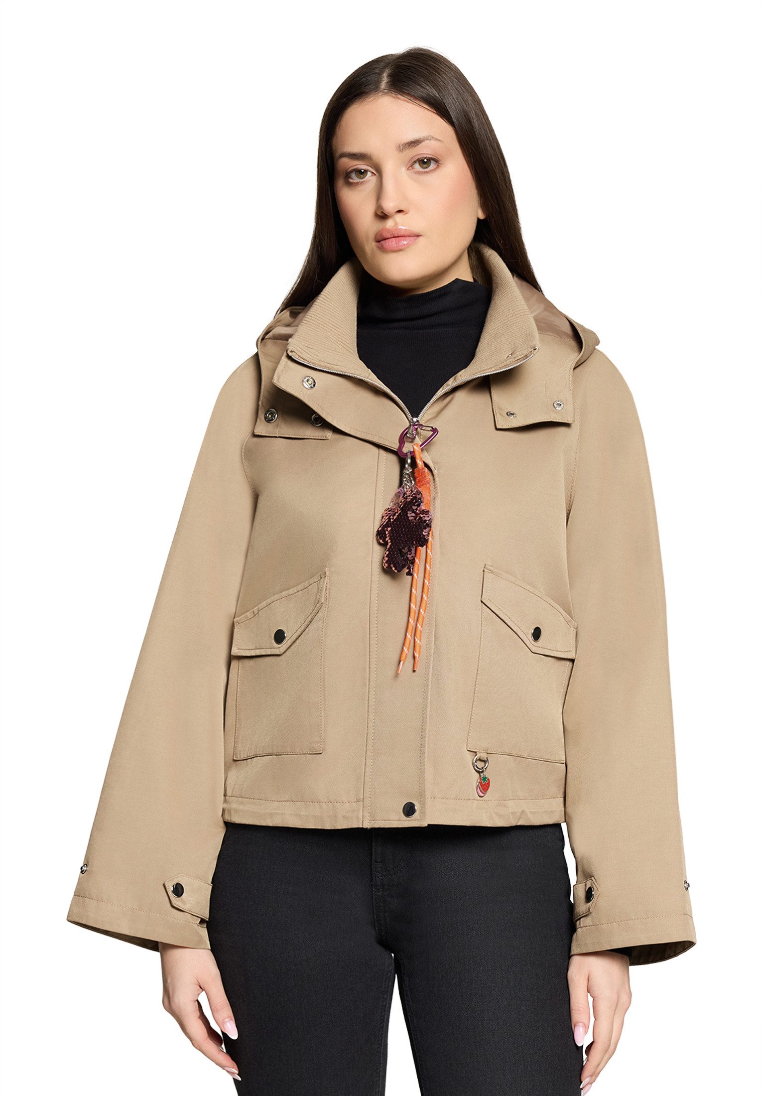 Cartoon Canvasjacke Damen mit aufgesetzten Taschen