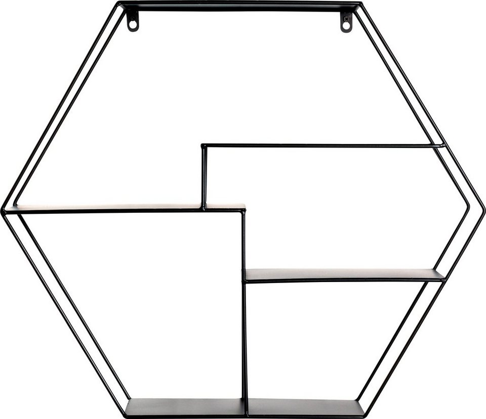 HAKU Wandregal Wandregal, HAKU Möbel Wandregal (BHT 61x54x16 cm) BHT  61x54x16 cm schwarz, Ablagen aus Metall in schwarz lackiert