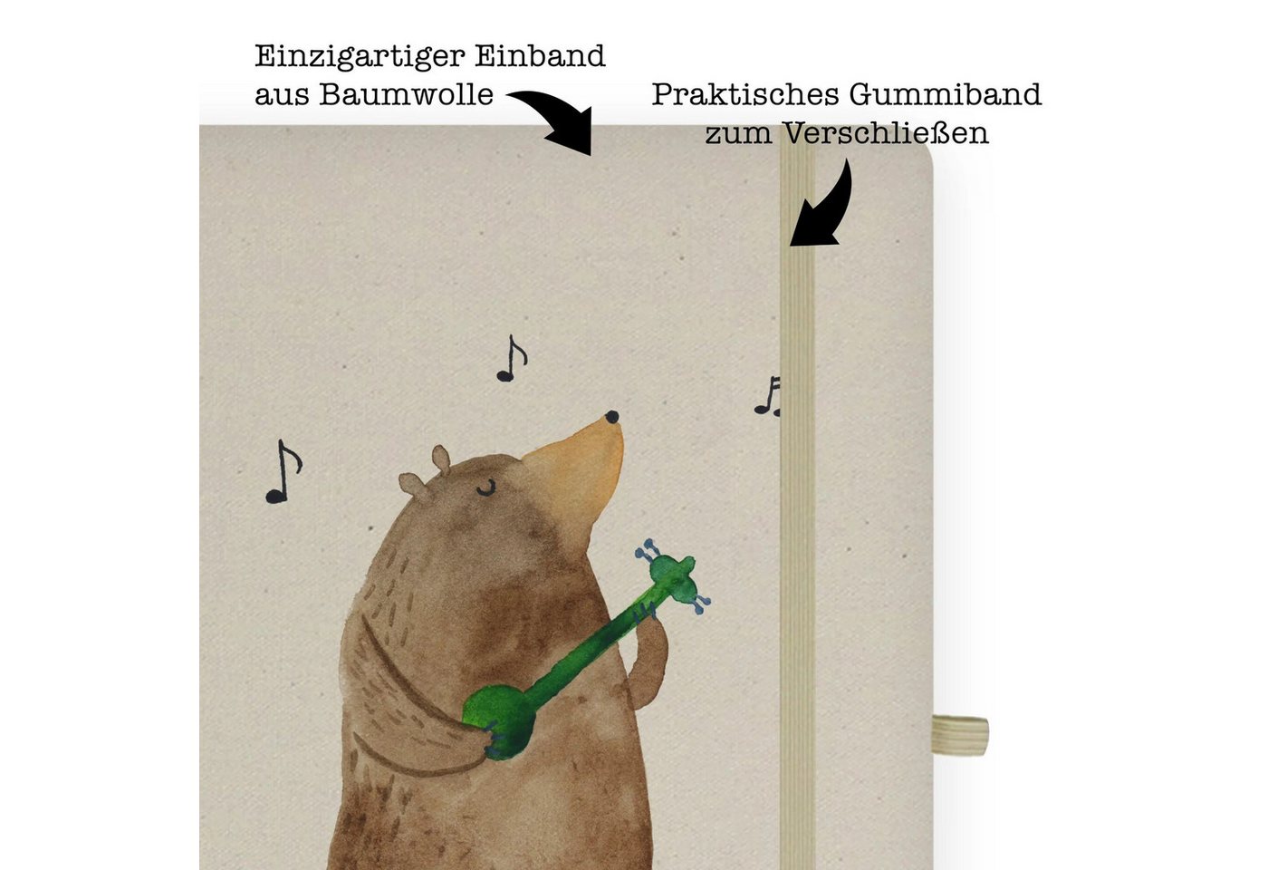 Thumbnail - Mr. & Mrs. Panda Notizbuch Bär Gitarre - Transparent - Geschenk, Notizbuch A4 Blanko, Schreibbuc Mr. & Mrs. Panda, Echte...