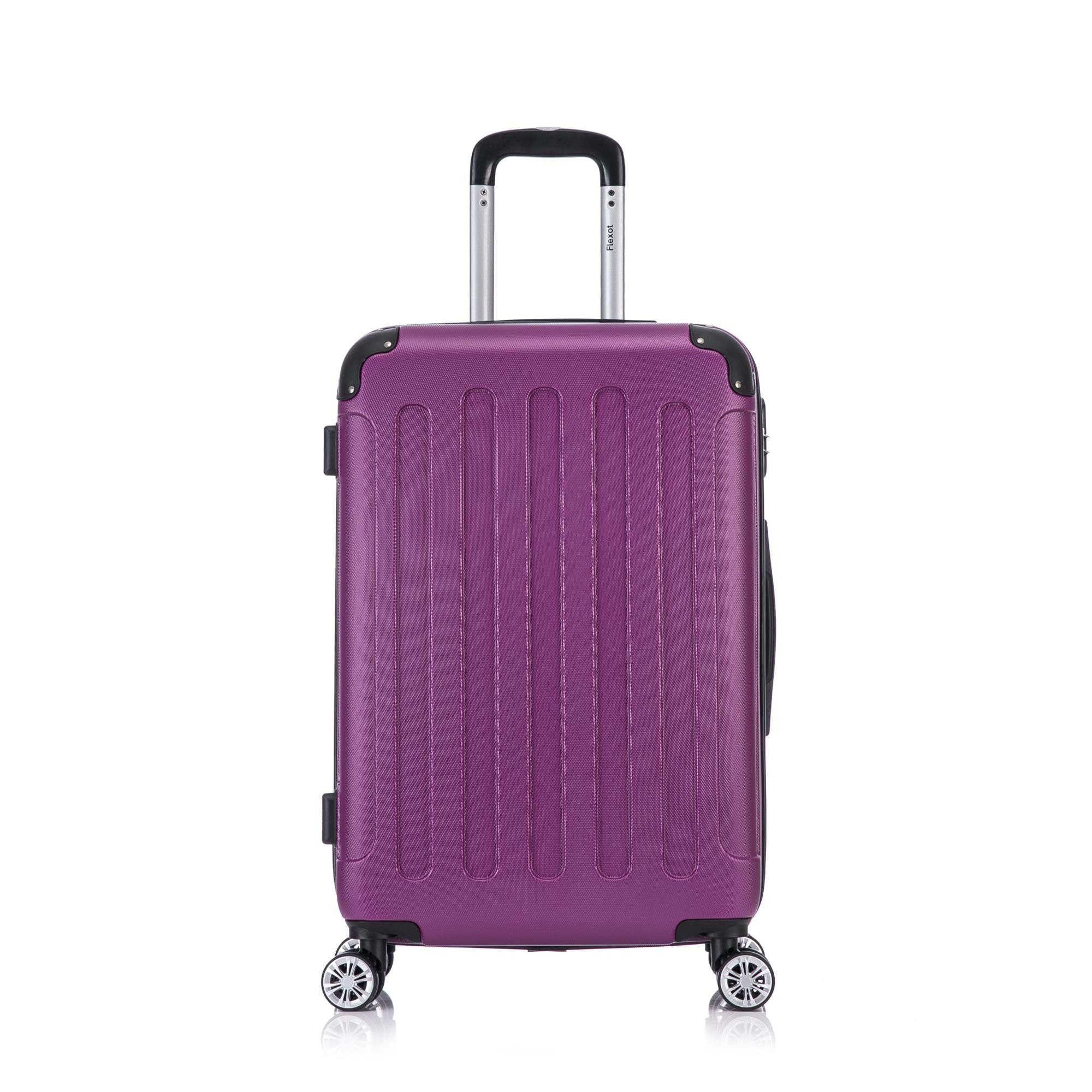 Flexot Hartschalen-Trolley F-2045 Kofferset, 360° Rollen, robuster Reisekoffer, Bordcase, 4 Rollen, Robuster und moderner Koffer mit vier 360° Rollen und Zahlenschloss