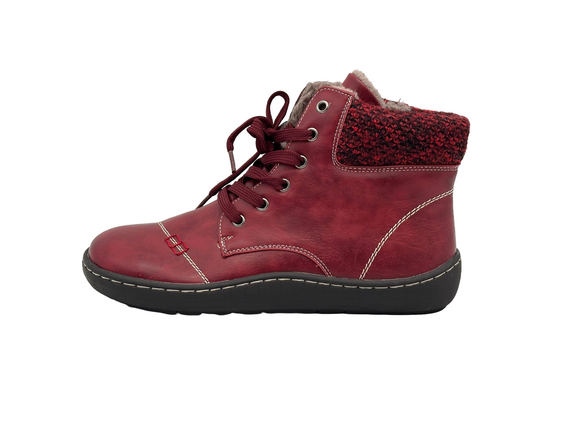 Nowaland Bequeme Damen Winterstiefeletten mit Reißverschluss Winterstiefelette Dekorative Schnürung, wärmendes Innenfutter und flexible Laufsohle – Bild 4 von 5