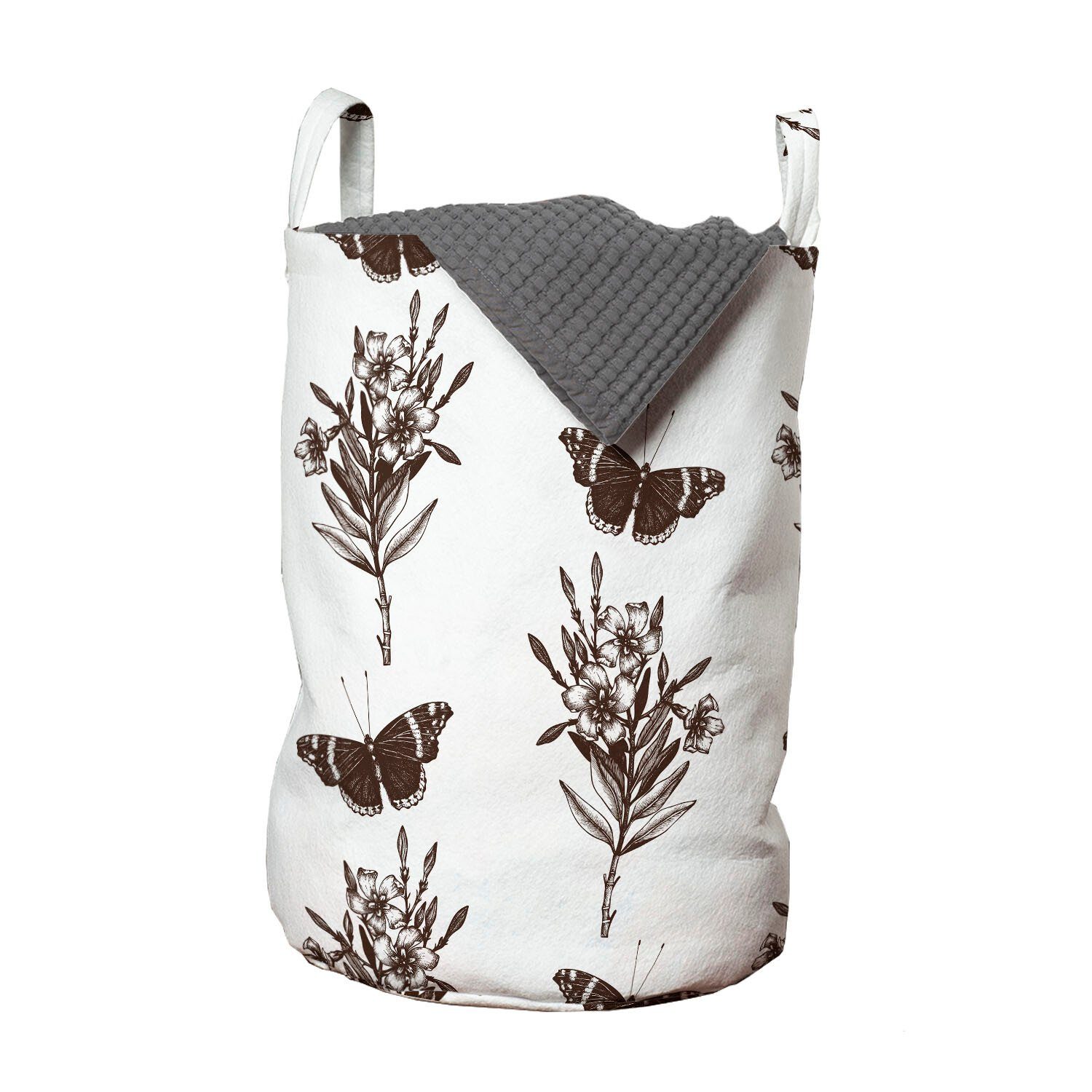 Griffen Schmetterlinge Wäschekorb Flüchtiger Abakuhaus Stil Wäschesäckchen Waschsalons, Natur Kordelzugverschluss für mit