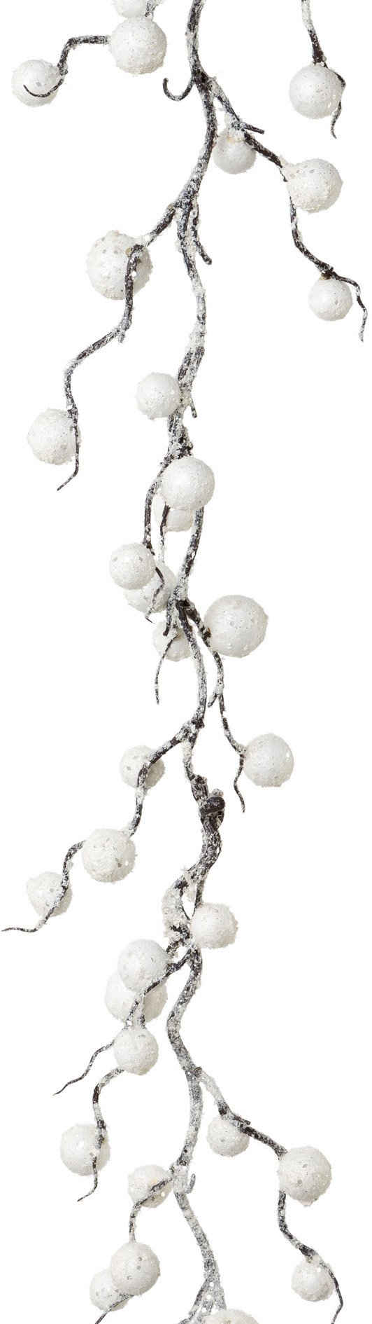 Winterliche Kunstpflanze Weihnachtsdeko, Weihnachtsgirlande Schneekugel, Creativ deco, Girlande in beschneiter Optik, Länge 180 cm