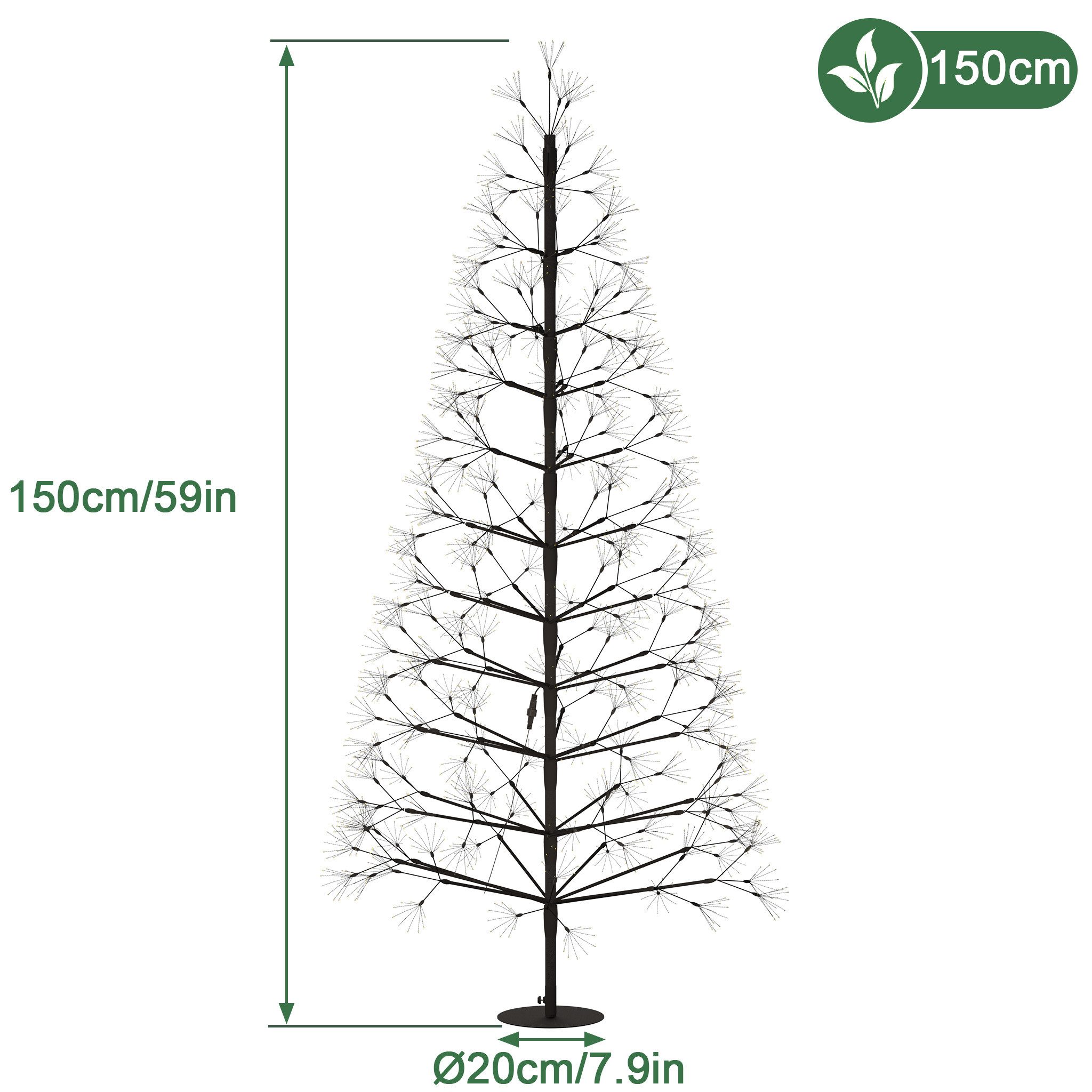 FIVMEN Künstlicher Weihnachtsbaum LED Metall Tannenbaum Weihnachtsbaumbeleuchtung Lichterbaum, Metall-Tannenbaum