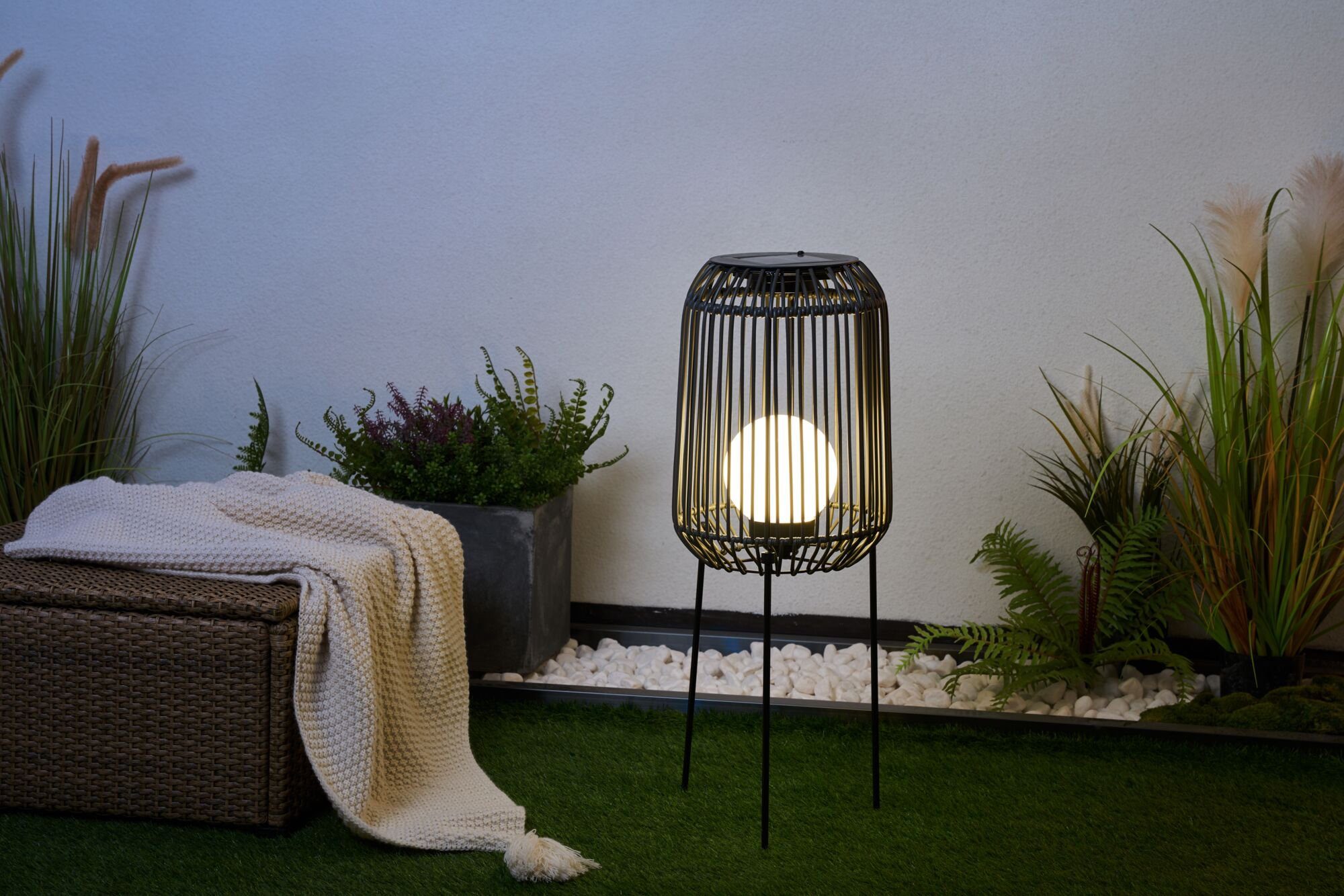 Laterne integriert, fest Coziness, Solarbetrieben, Warmweiß, LED Pauleen LED Sunshine IP44