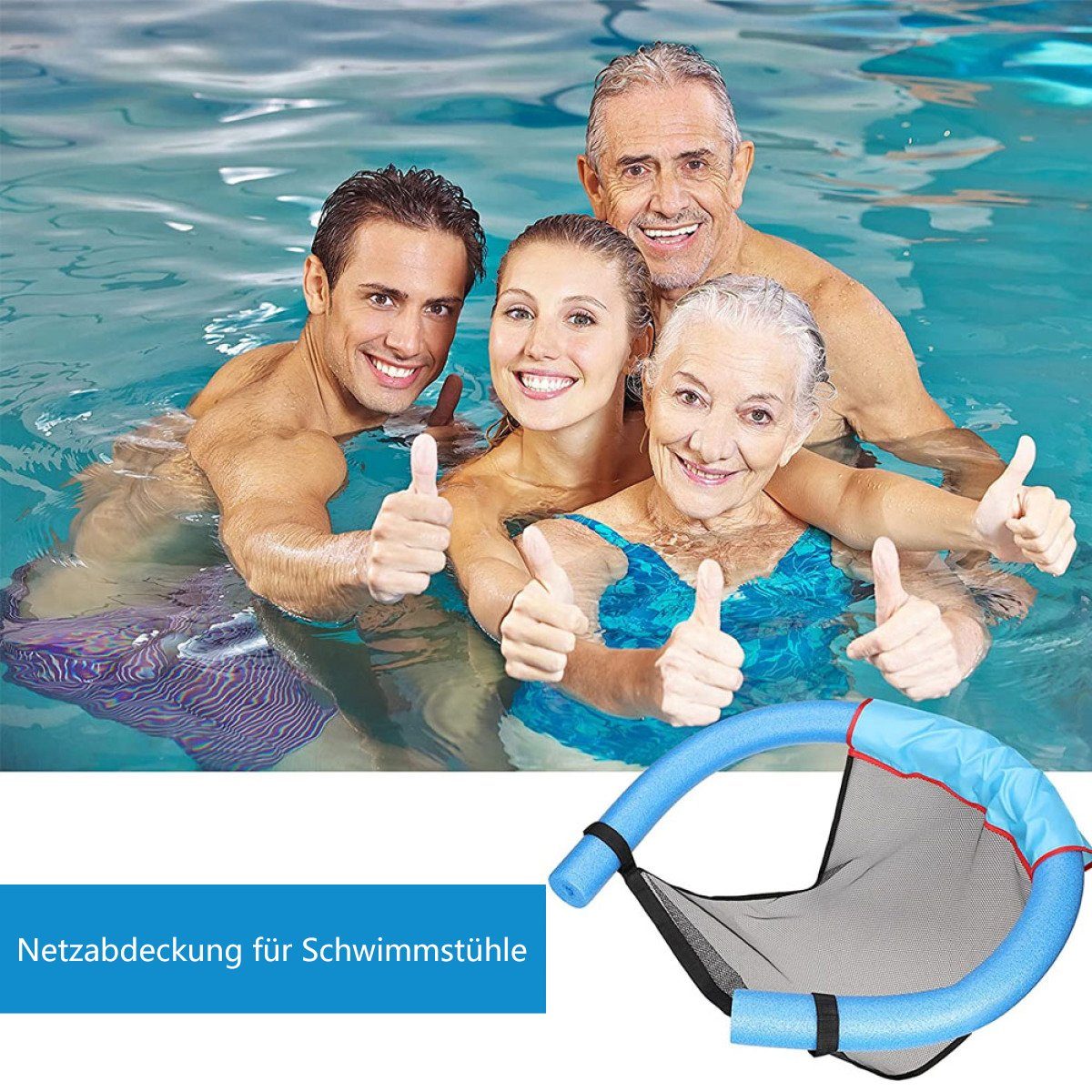blau Schwimmreifen Schwimmender Sling-Netz-Schwimmbadstuhl Juoungle Poolnudel-Sling-Netzstuhl,