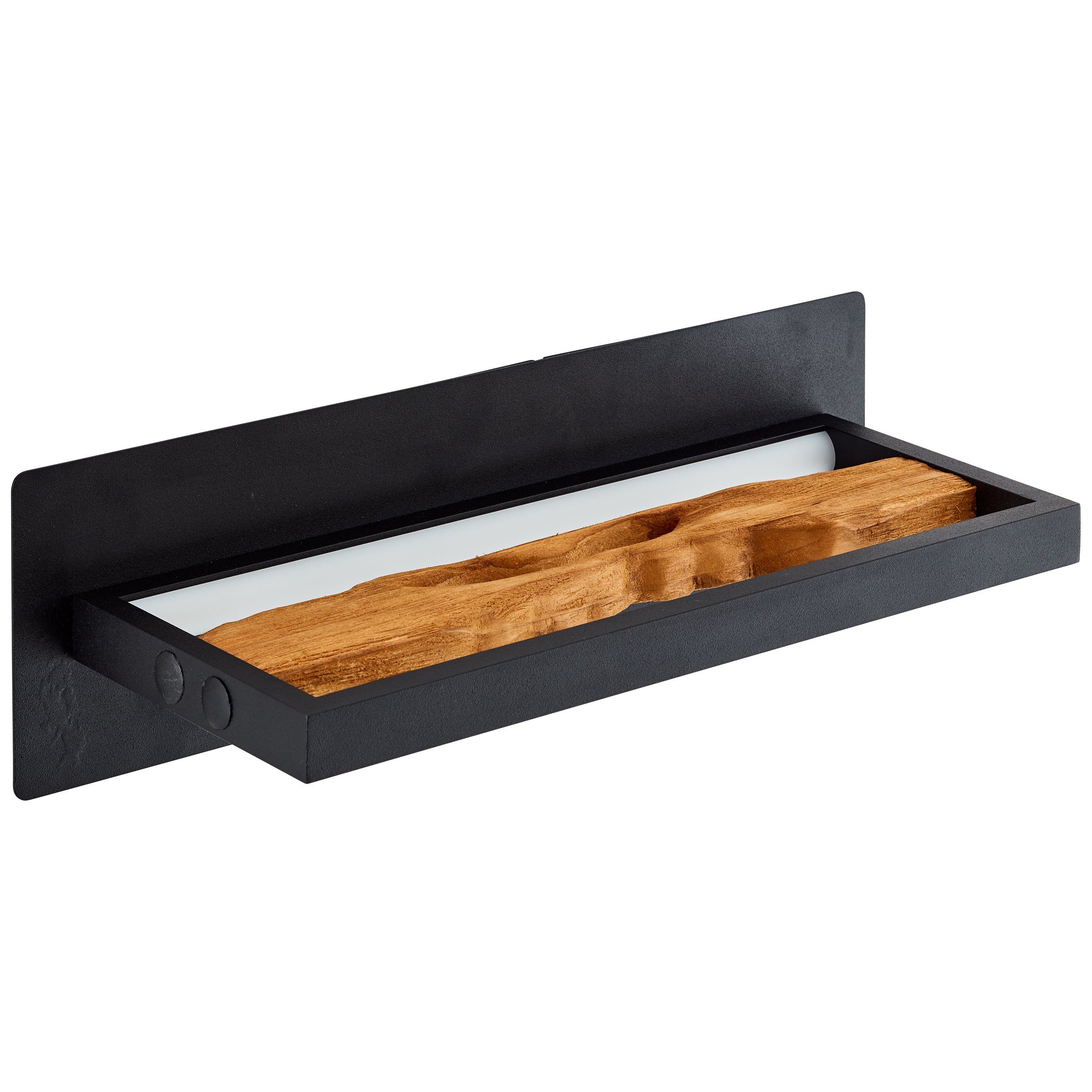 Brilliant LED Wandleuchte Chaumont, LED fest integriert, Warmweiß, Breite 35 cm, 930 lm, Aluminium/Metall/Holz, schwarz/holz