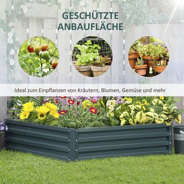 Outsunny Hochbeet Gartenbeet mit Stahlgehäuse (Pflanzkasten, 1 St., Blumenkasten), für Garten, Balkon, Grün