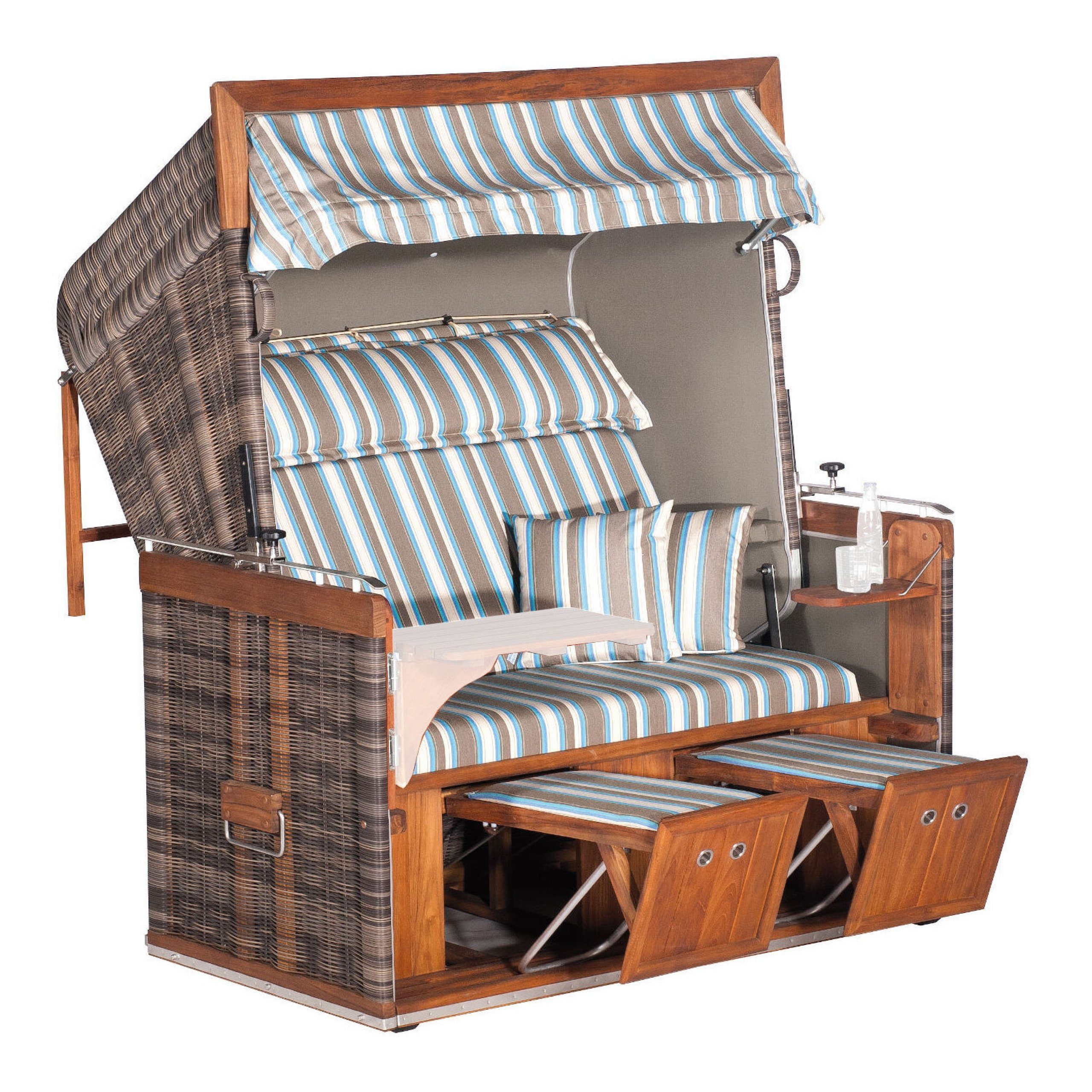 Strandkorb Sonnenpartner Präsident Teak 2-Sitzer Strandkorb XL Liegemodell