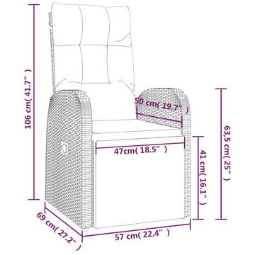 vidaXL Gartenlounge-Set 3-tlg. Garten-Lounge-Set Schwarz Poly Rattan Massivholz Akazie, (1-tlg)