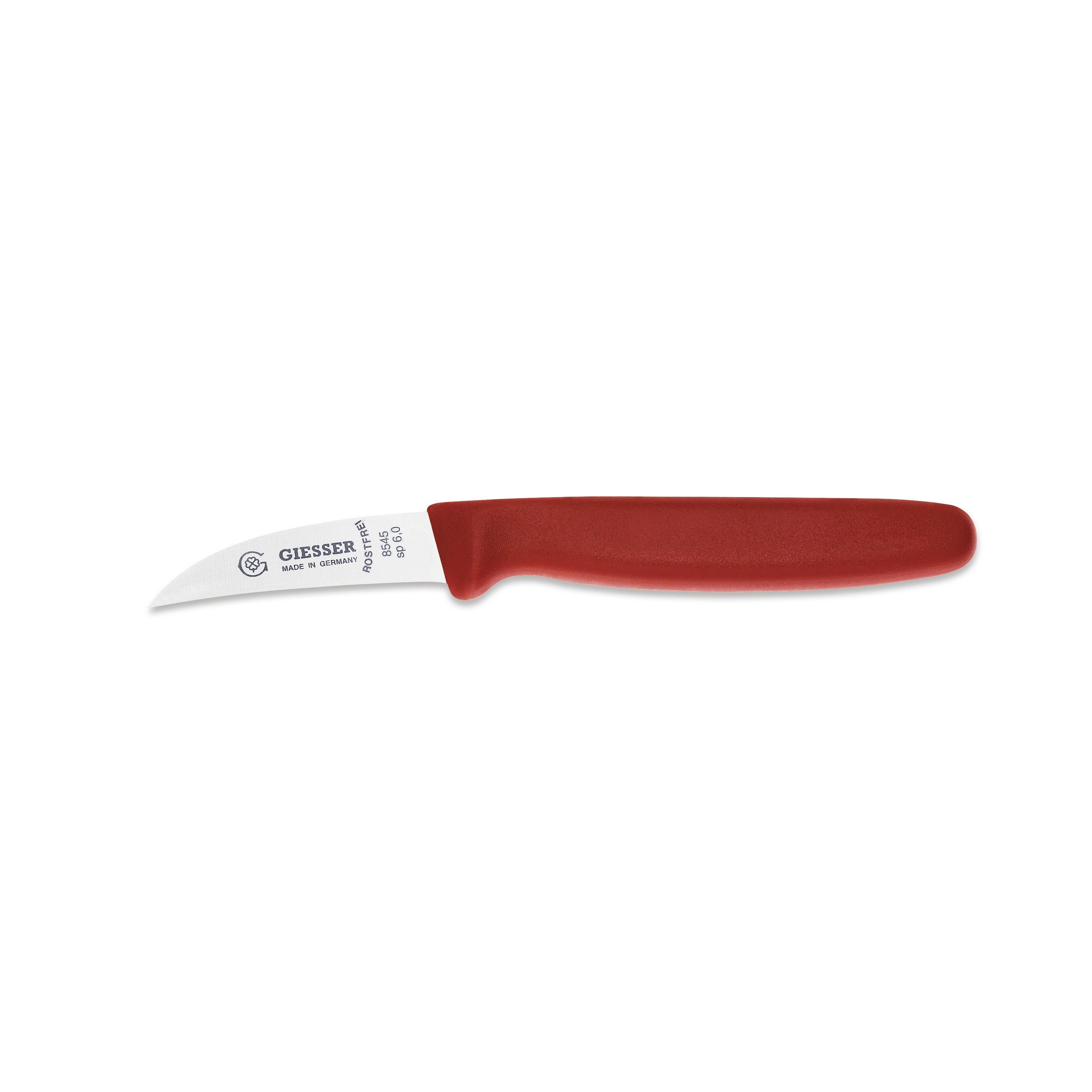 Giesser Messer Schälmesser Gemüsemesser 8545 sp 6, Handabzug, Klinge 6 cm Hohle-Schneide rot