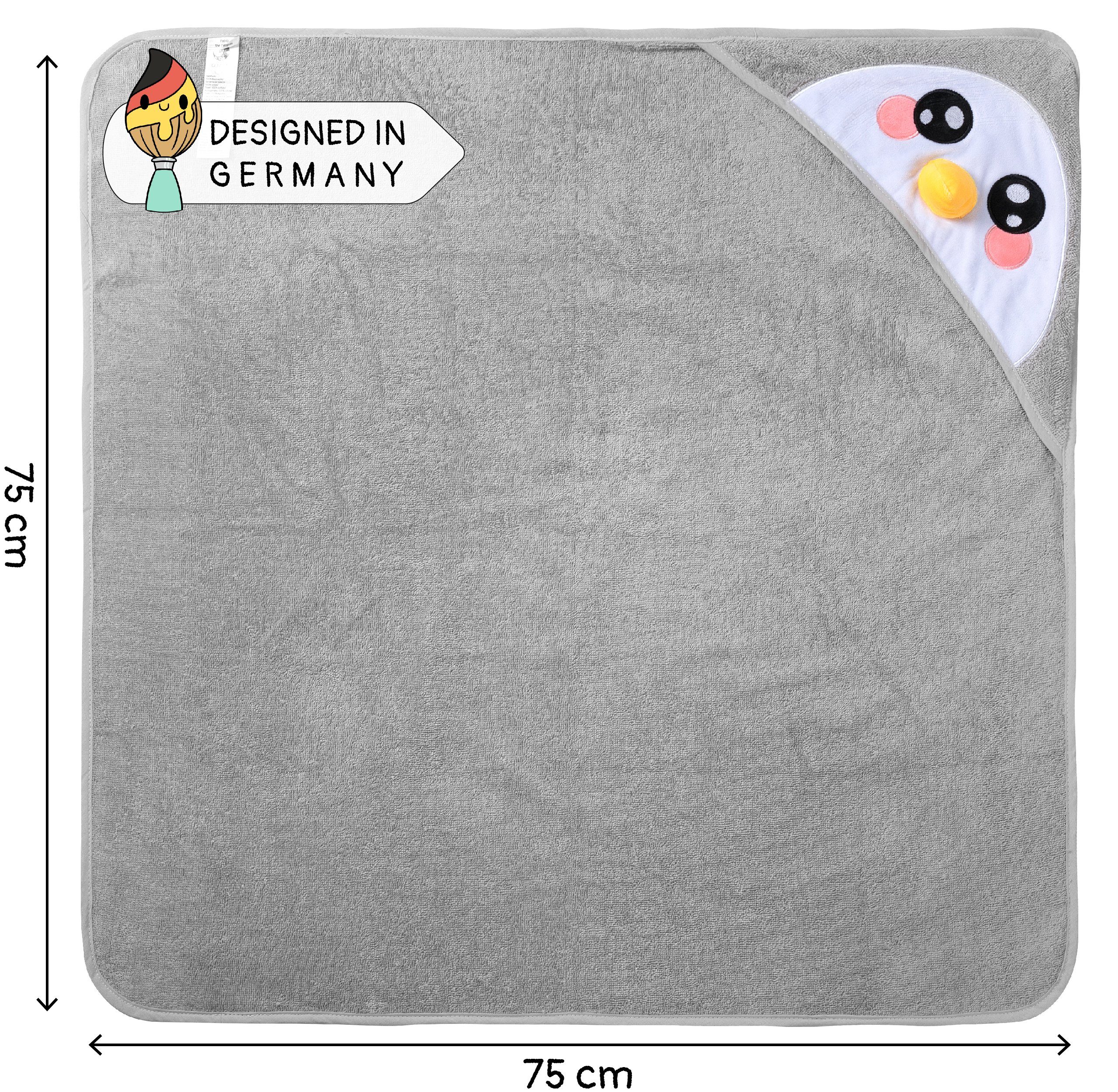 Corimori Badetuch Motiv mit Kapuzenbadetuch Pinguin Geschenk-Set, Grußkarte, Baumwolle (1-St), Baby