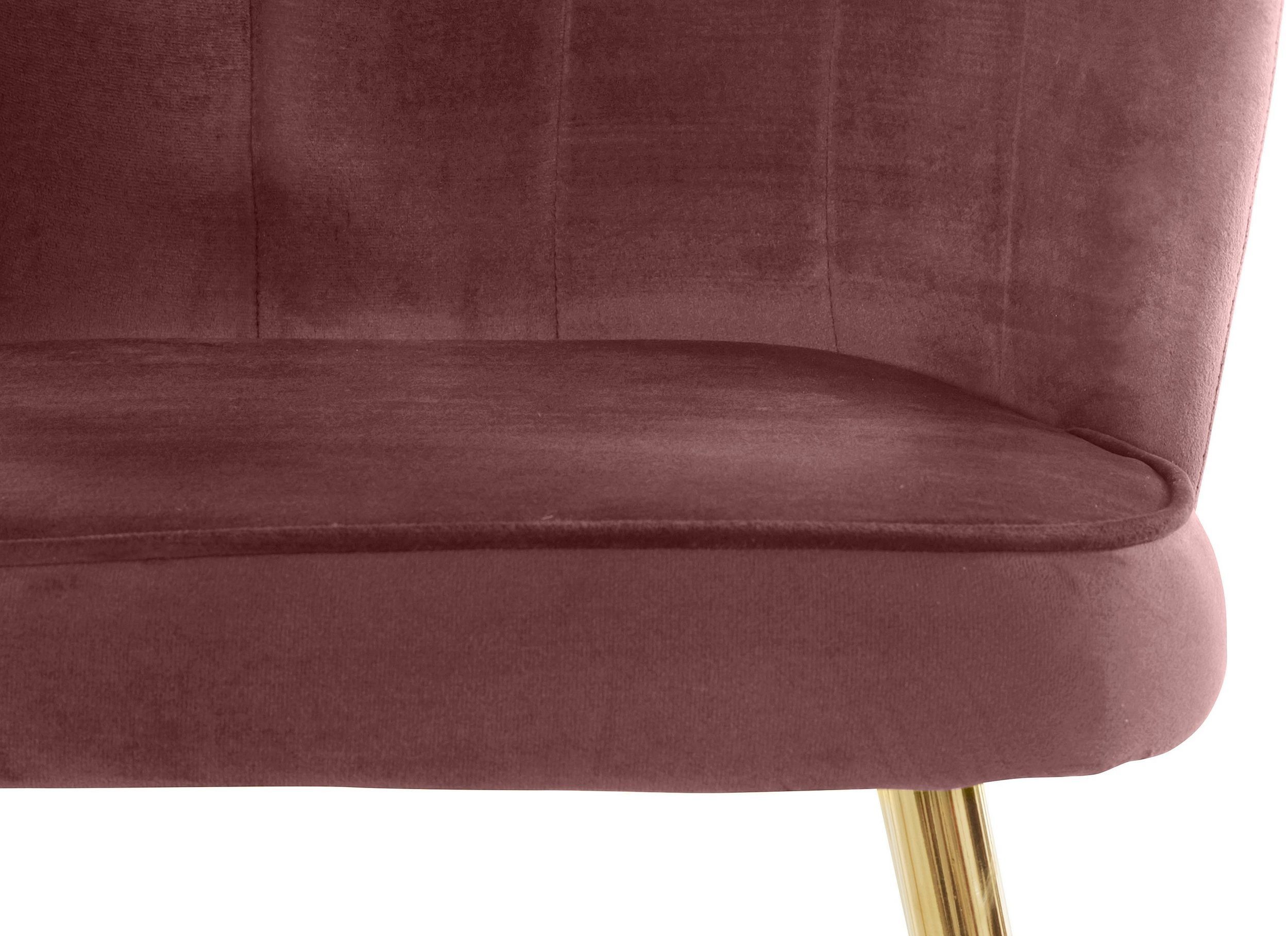 loft24 Esszimmerstuhl Sanda (Set, Bezug 49 cm Polsterstuhl, Samtoptik, Metallgestell, St), Sitzhöhe 2 rosa in