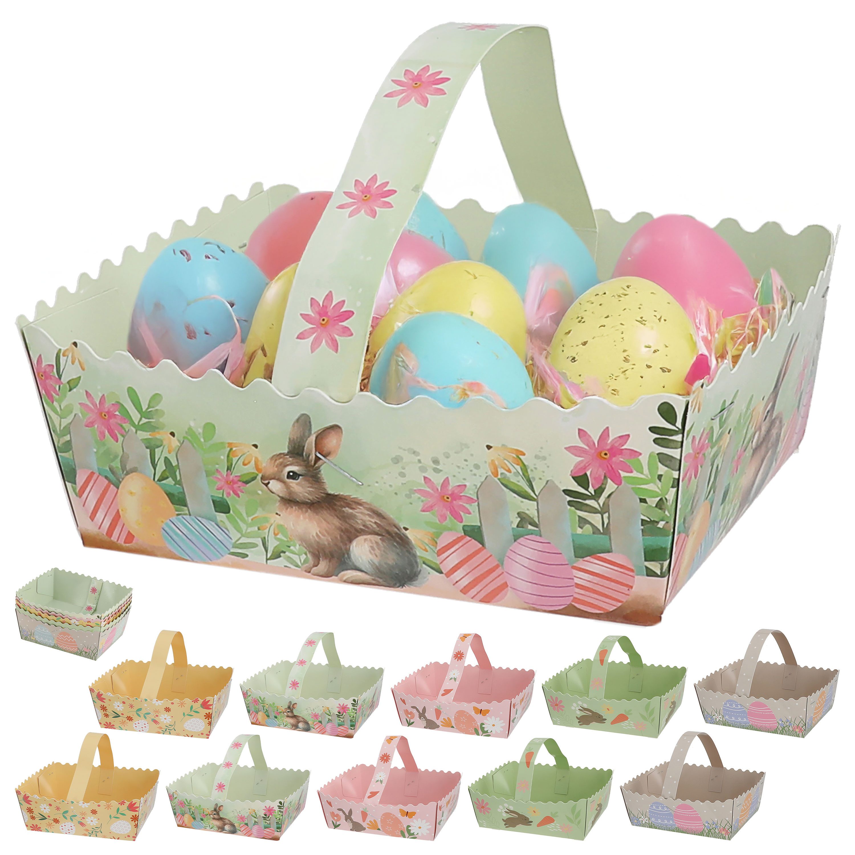 CEPEWA Osternest Osterkorb Henkel 10er Set 17x5,5x15cm bunt Papier 350gsm Ostermotive