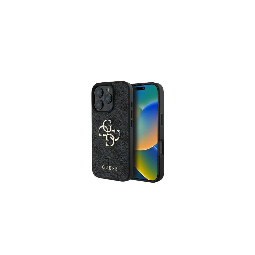 Guess Handyhülle GUESS Hard Cover 4G Big Metal Logo Grau für iPhone 16 Pro iPhone 16 Pro