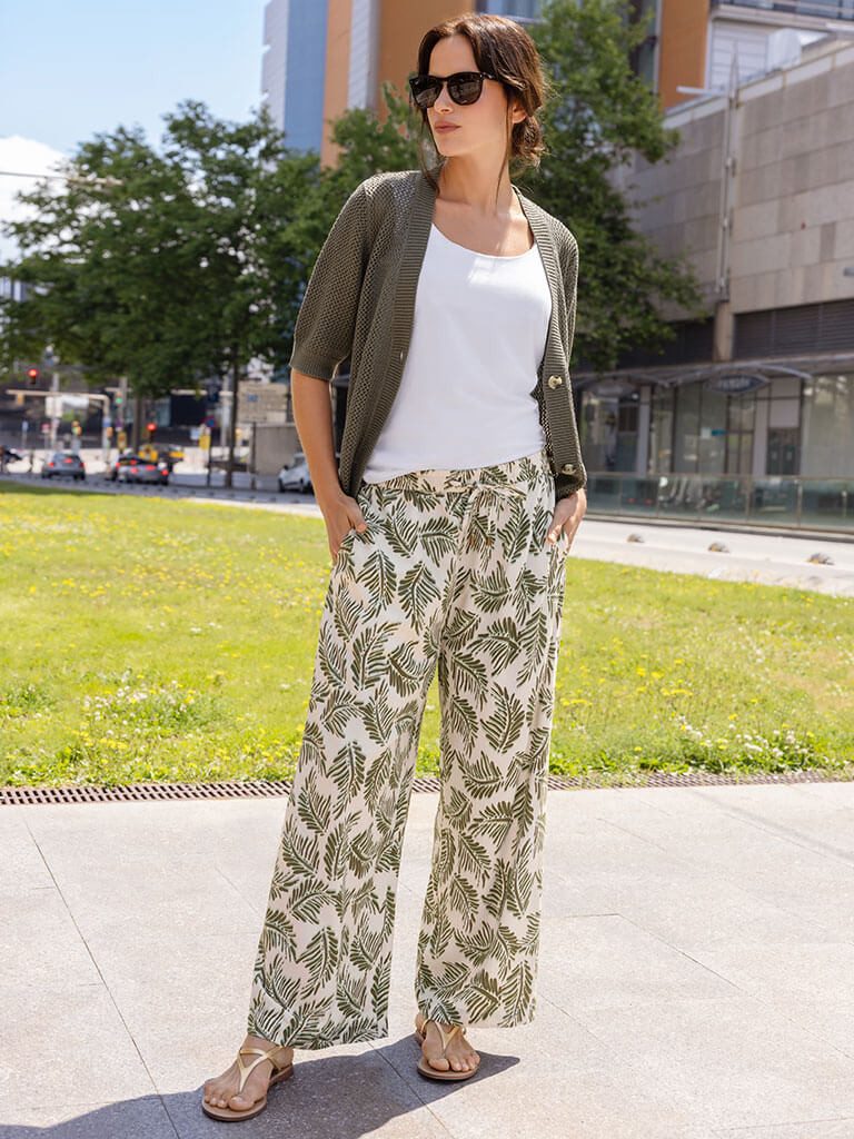 Blue Seven Strandhose 186205 Damen Hose Allover-Print Floral mit Tunnelzug - Sommerhose Weites Bein