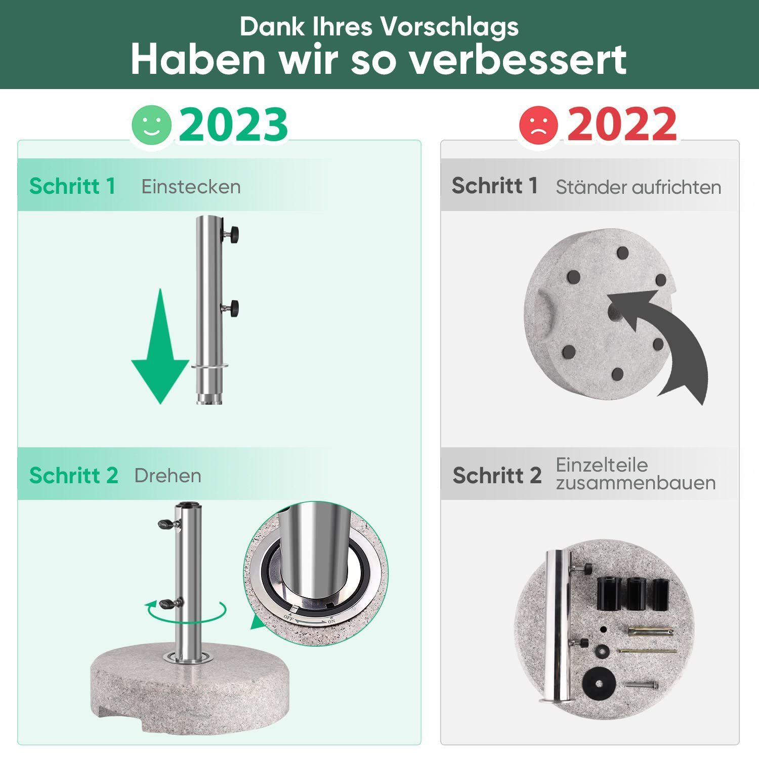 Sekey Betonschirmständer 25kg Sonnenschirmständer Granit Balkonschirmstände günstig online kaufen