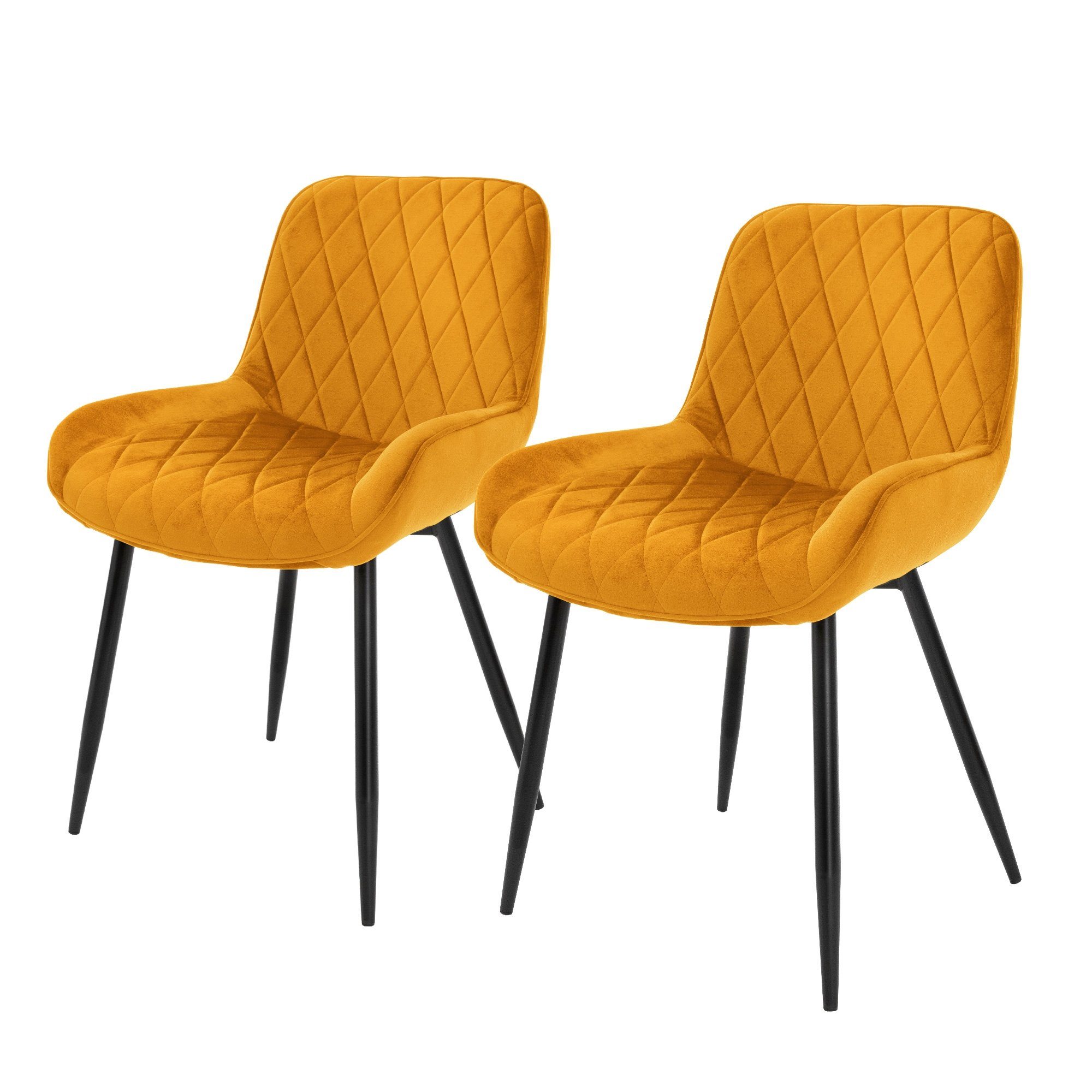 ML-DESIGN Stuhl Esszimmerstühle mit Rücken- & Armlehne 2er Set Ocker  Samtbezug (2er Set), Moderner Zimmerstuhl von ML-Design