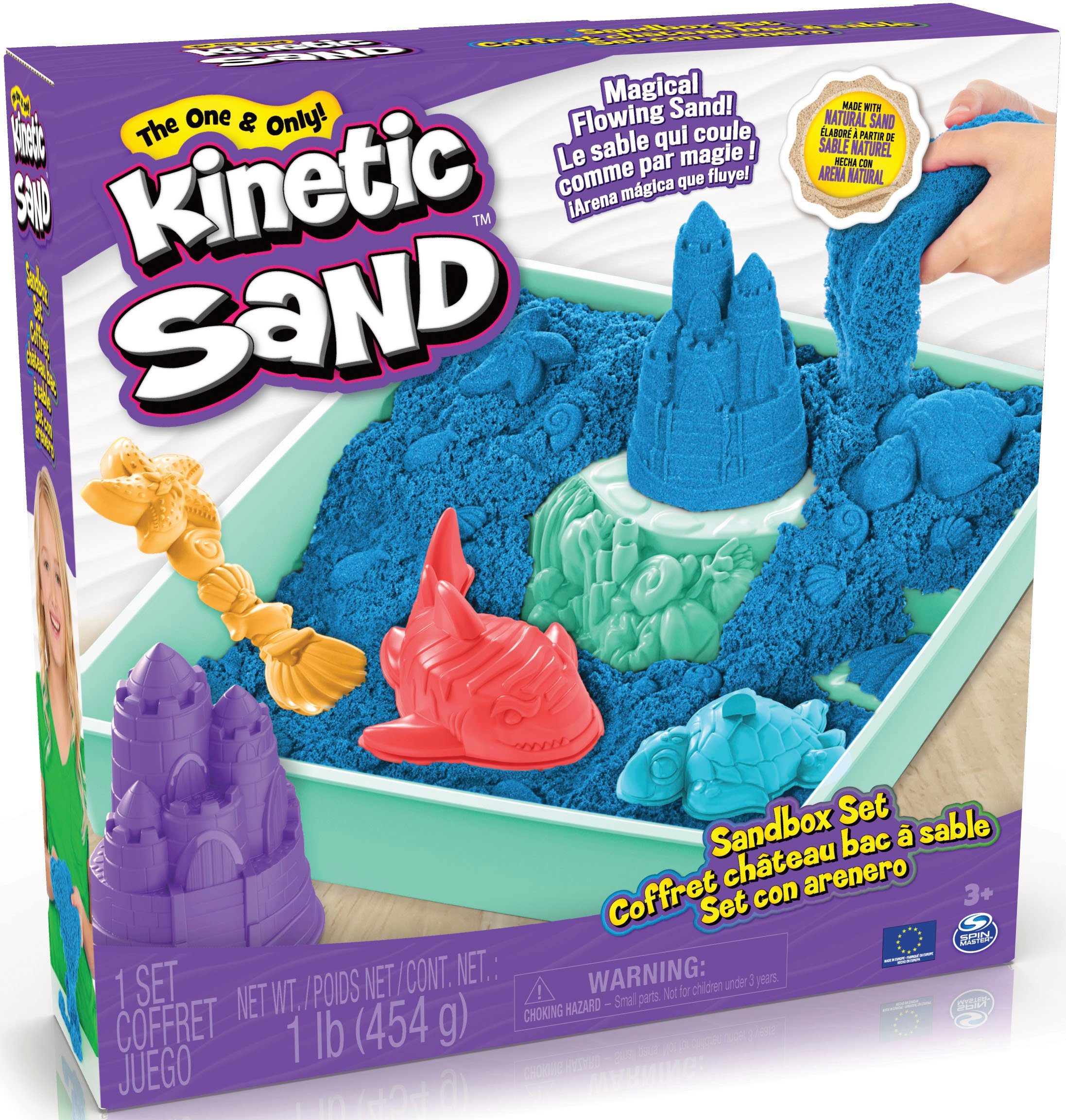 Spin Master Kreativset Kinetic Sand, Sandbox Set Blau, Made in Europe