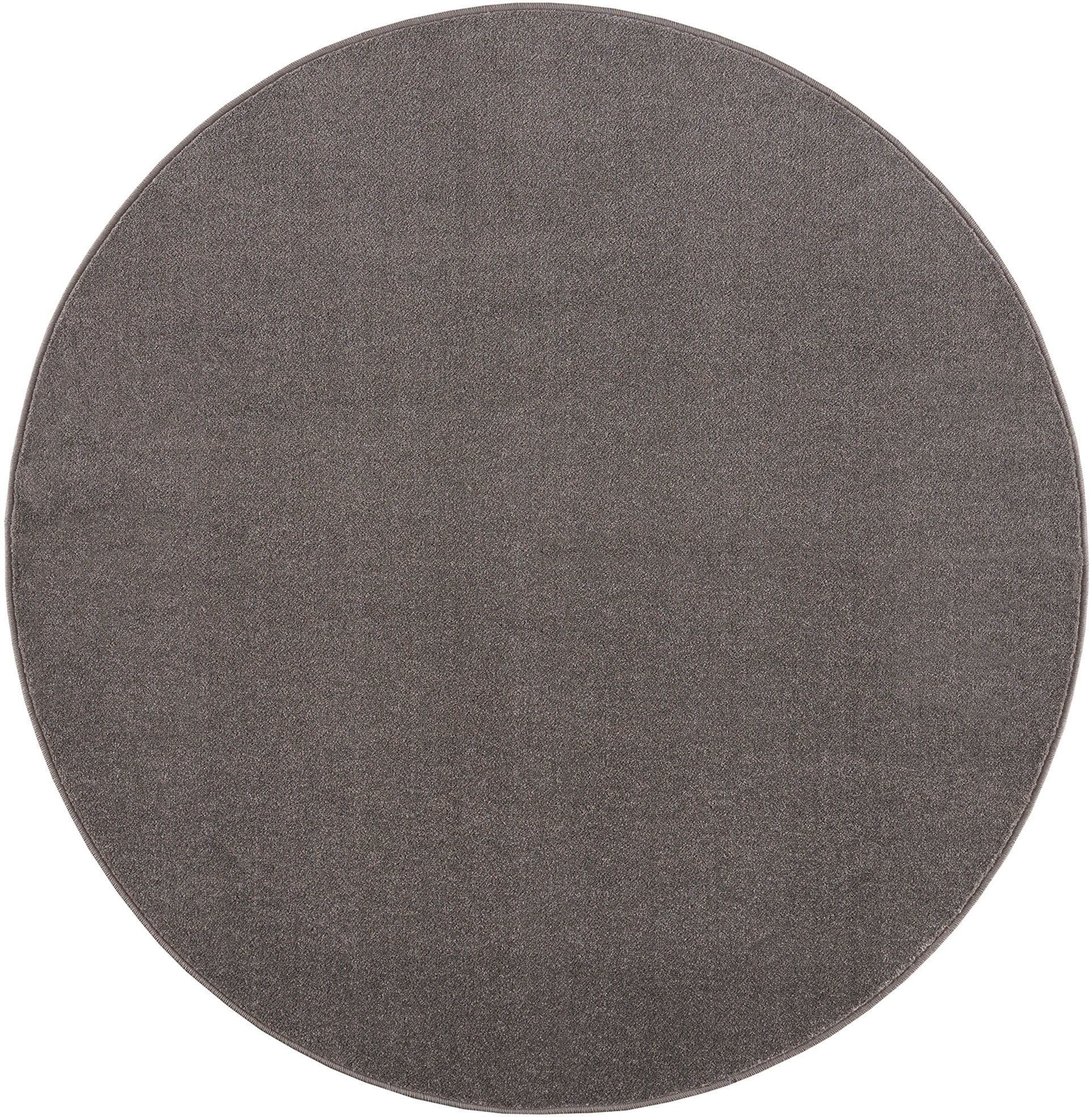 Teppich Uni, Sanat, rund, Höhe: 13 mm, robuster Kurzflorteppich, große Farbauswahl grau